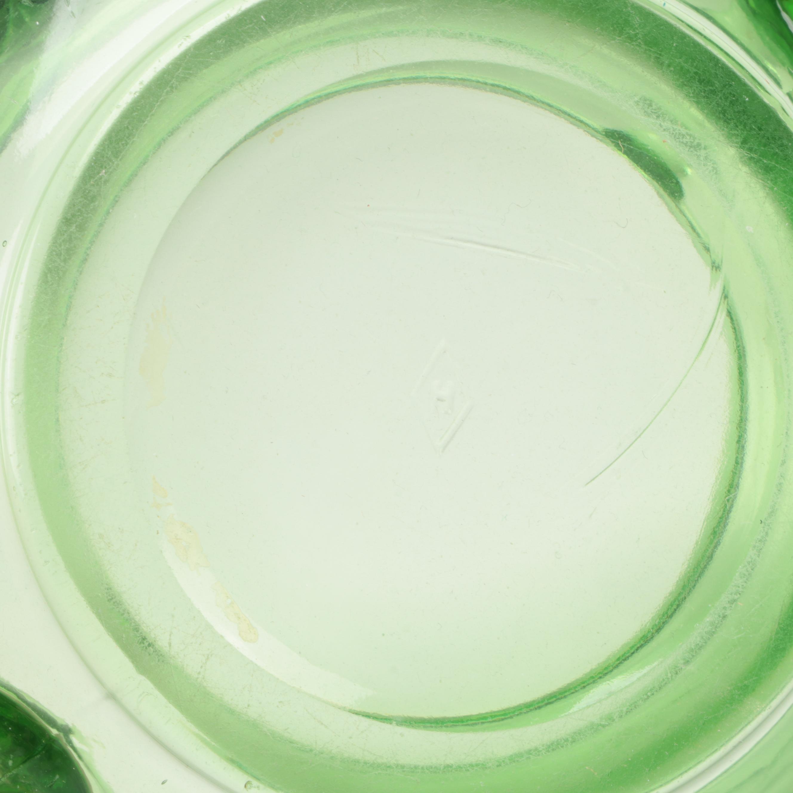 Variety of Heisey and Other Green Glass Serve Ware