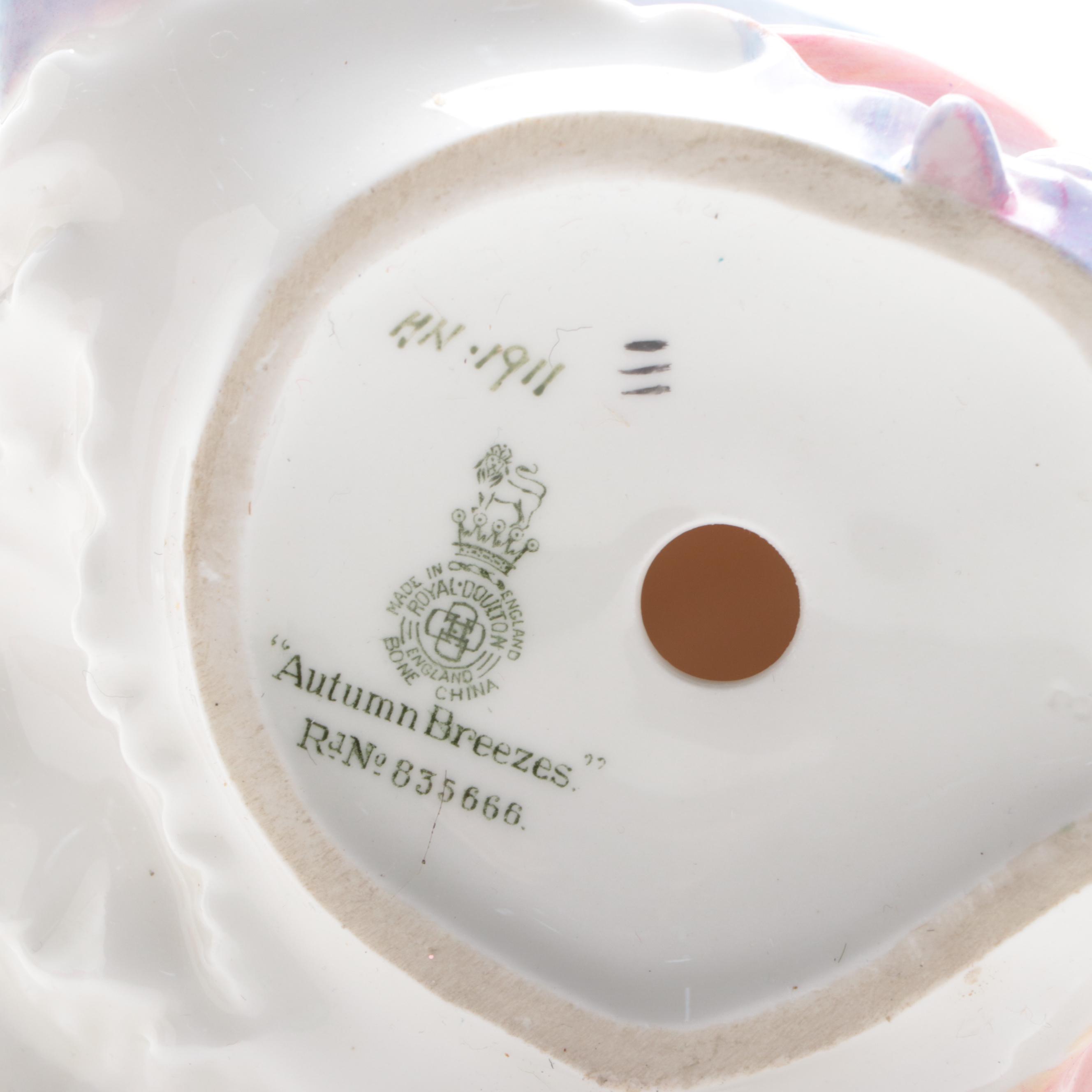 Royal Doulton "Autumn Breezes" and Other Porcelain Figurines, Mid to Late 20th C