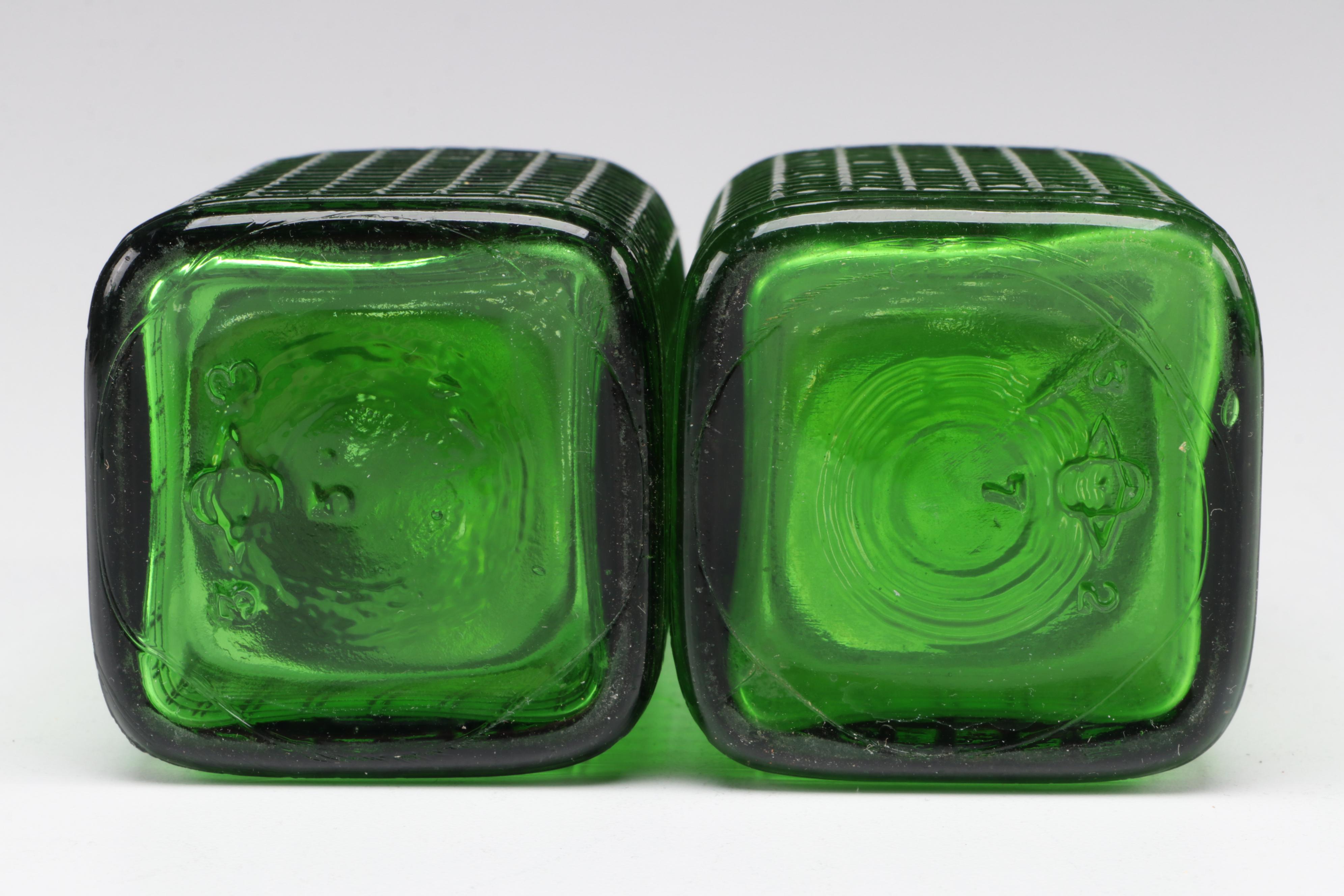 Variety of Heisey and Other Green Glass Serve Ware