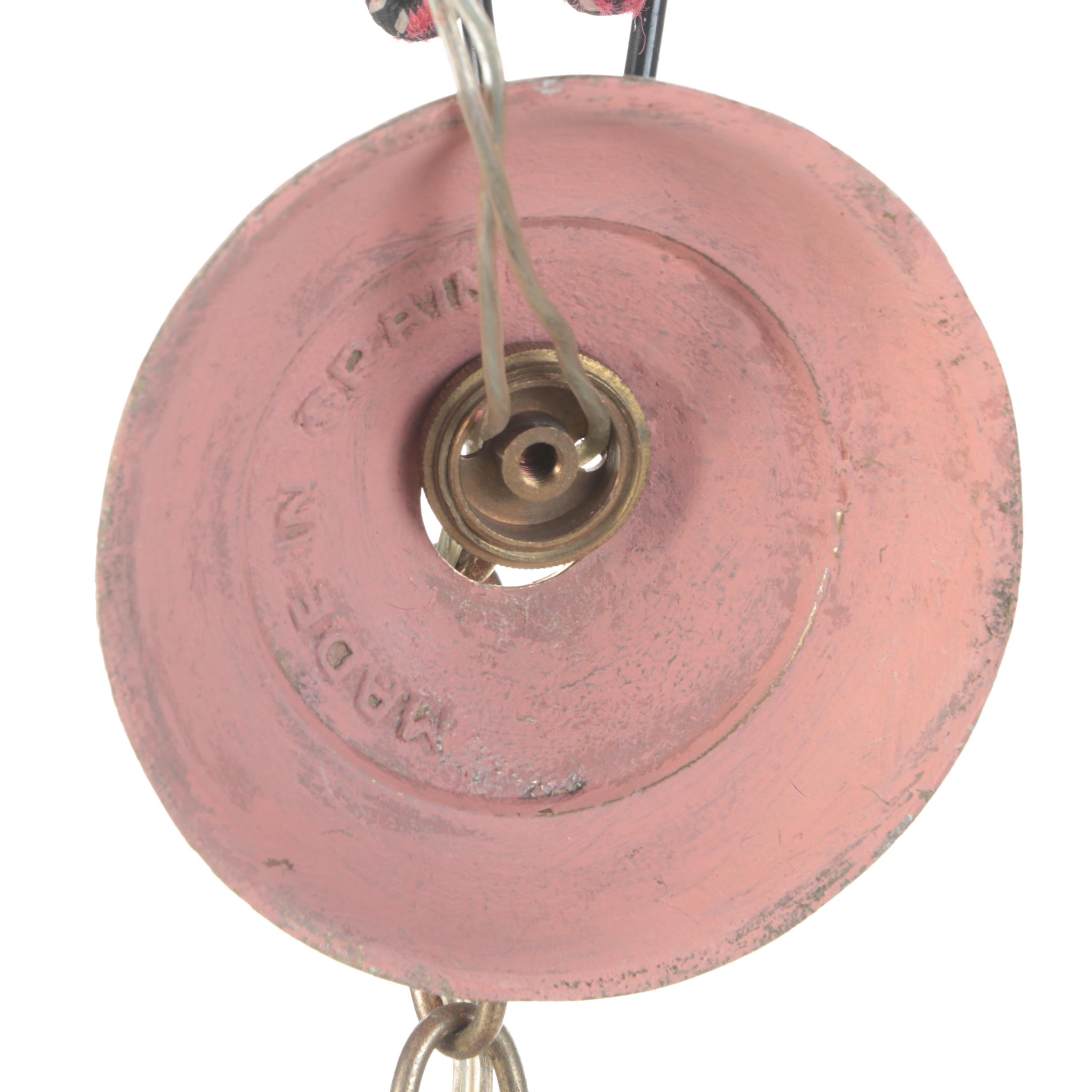 Spanish Cast Brass Salmon Pink Painted Six-Arm Chandelier