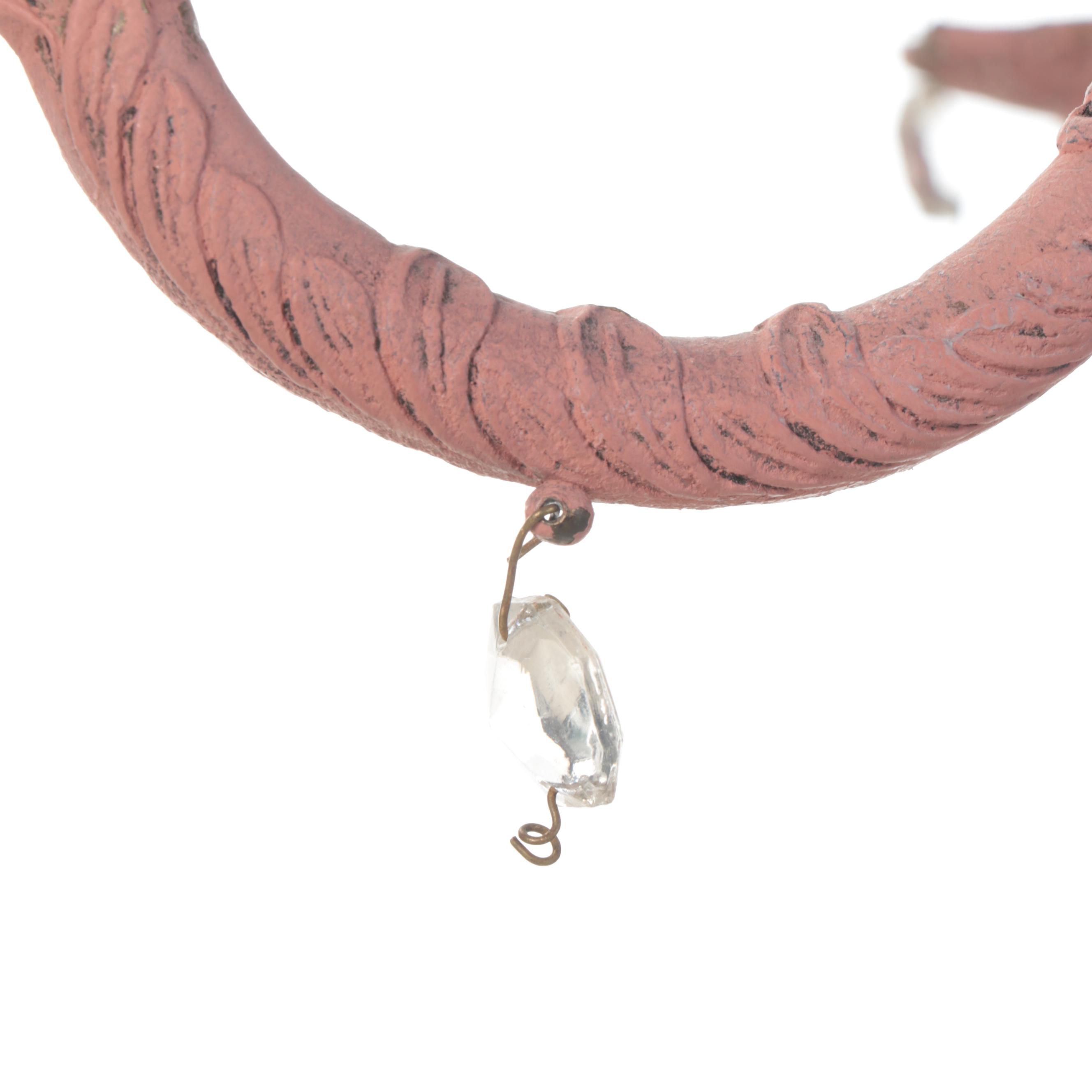 Spanish Cast Brass Salmon Pink Painted Six-Arm Chandelier