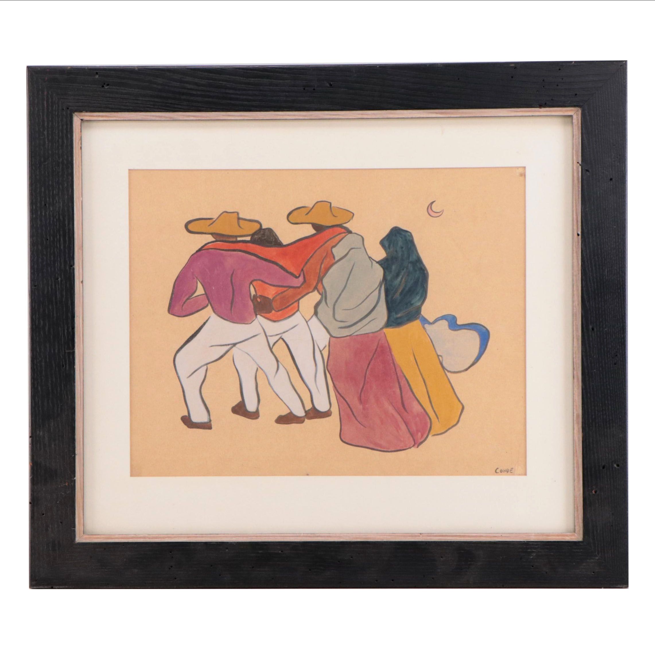 Southwestern Figural Mixed Media Painting