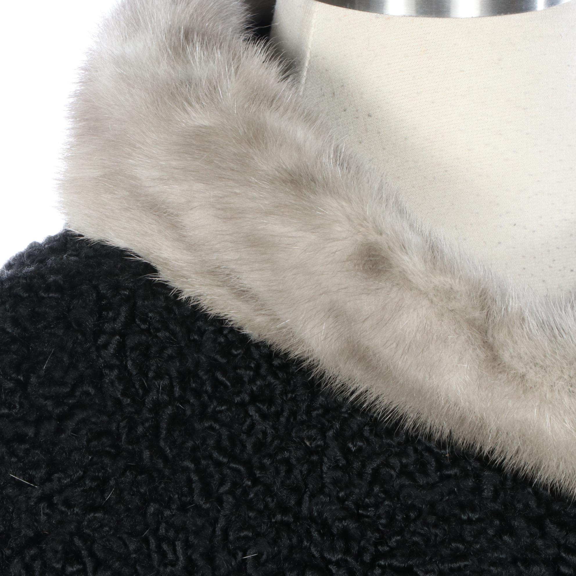 Harris Fur Shop Persian Lamb Fur Coat with Mink Fur Coat