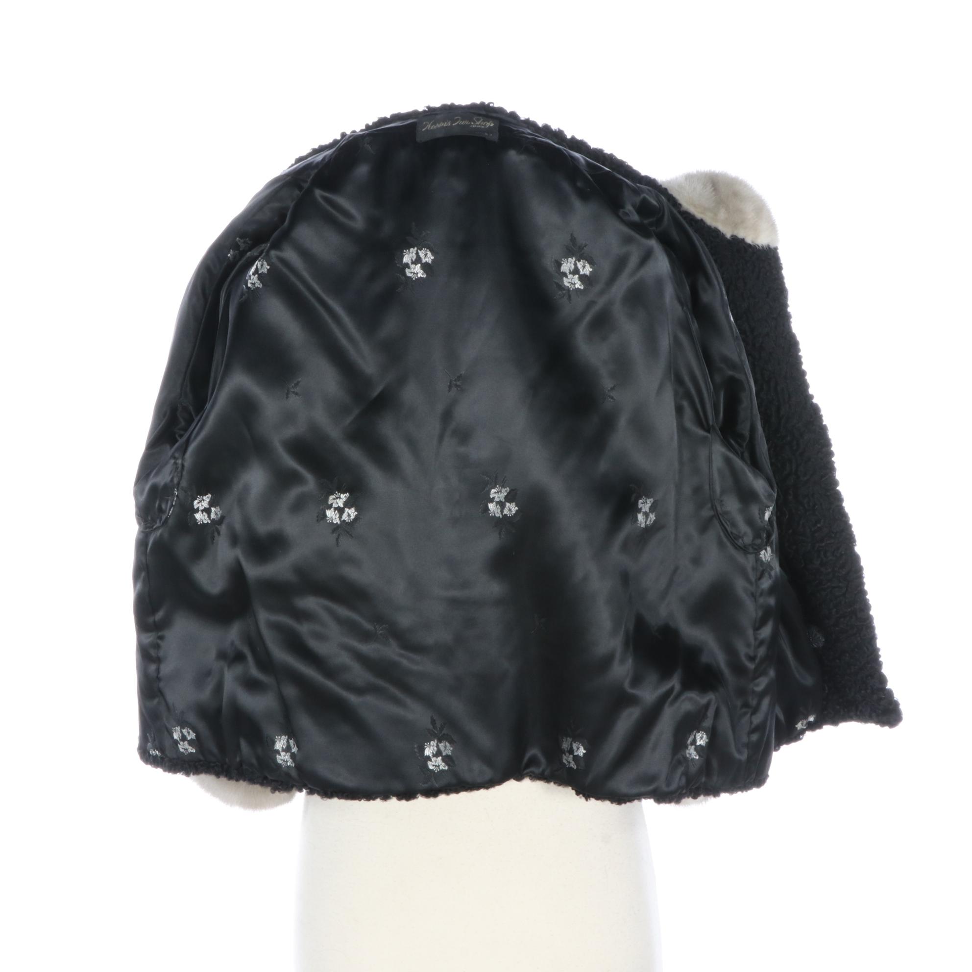 Harris Fur Shop Persian Lamb Fur Coat with Mink Fur Coat