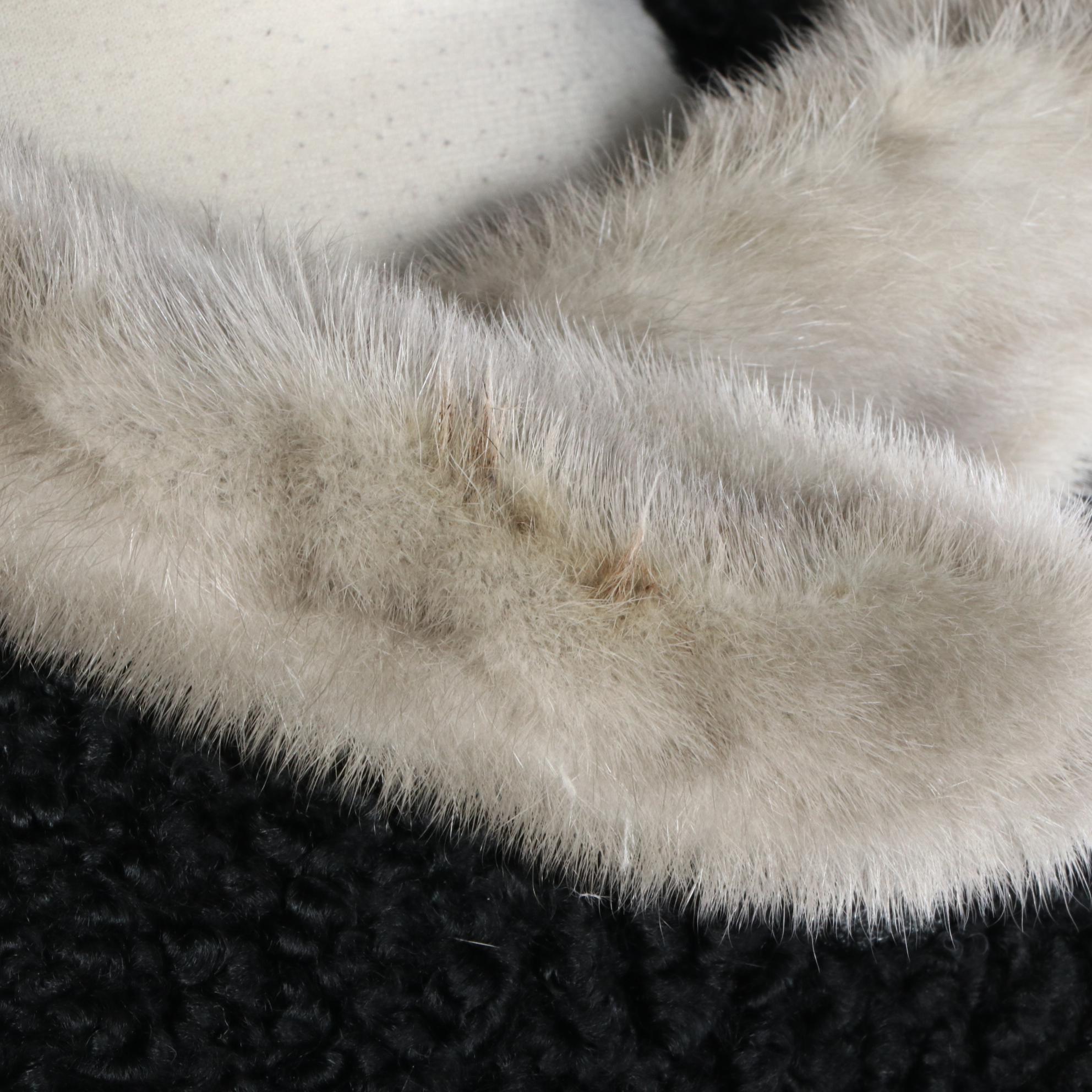 Harris Fur Shop Persian Lamb Fur Coat with Mink Fur Coat