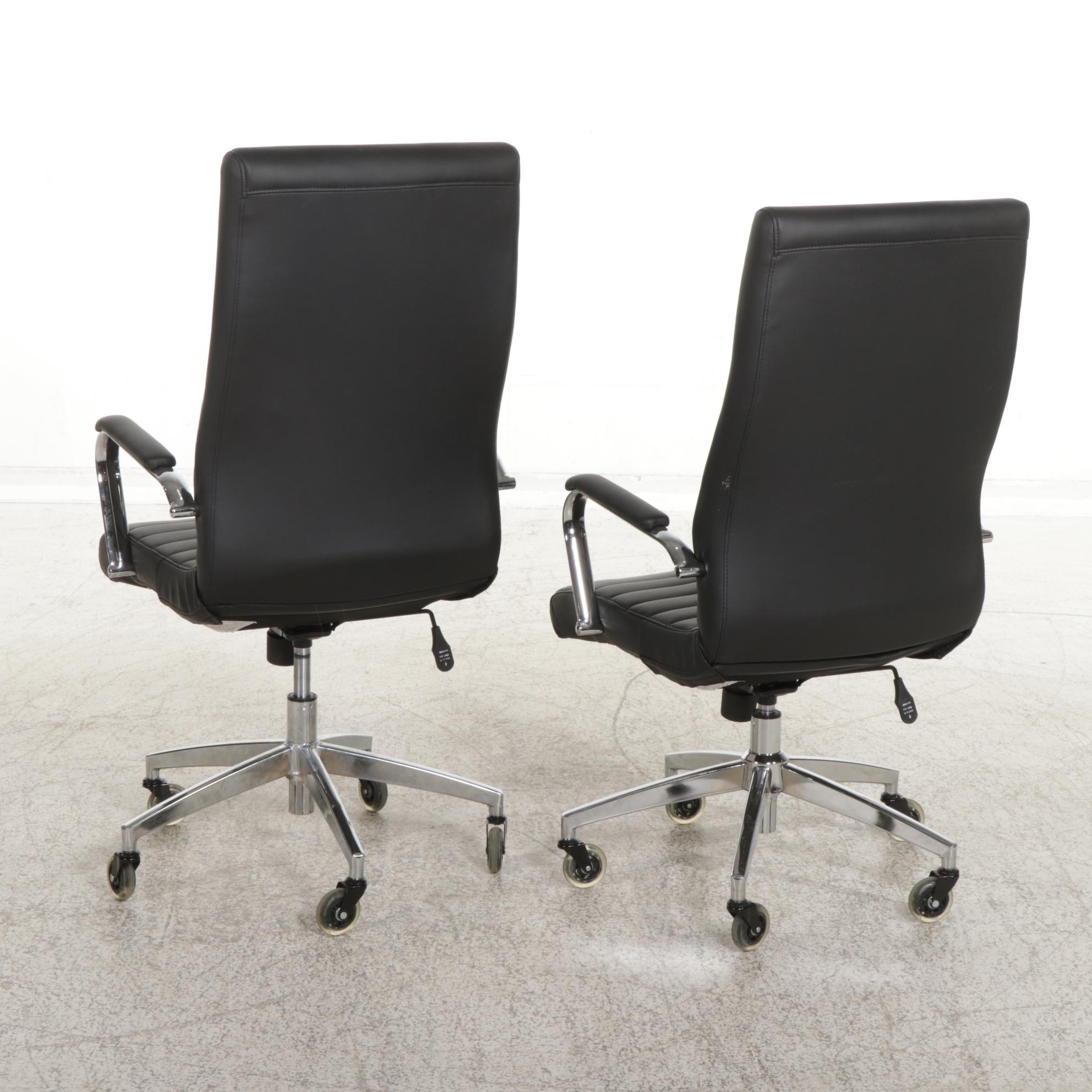 Bestar "Ridgeley" Wood-Grained U-Shaped Desk with Hutch and Two Chairs