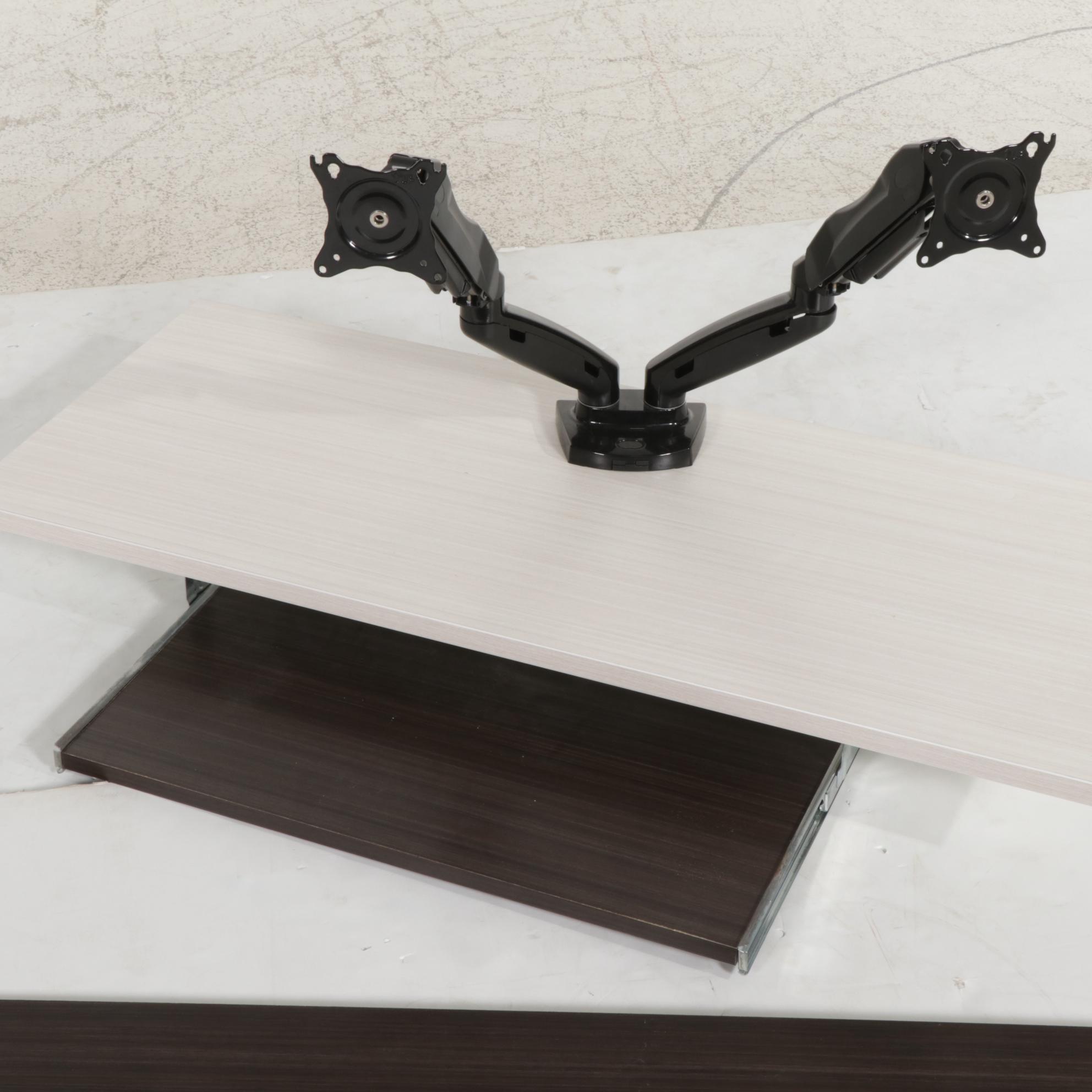 Bestar "Ridgeley" Wood-Grained U-Shaped Desk with Hutch and Two Chairs