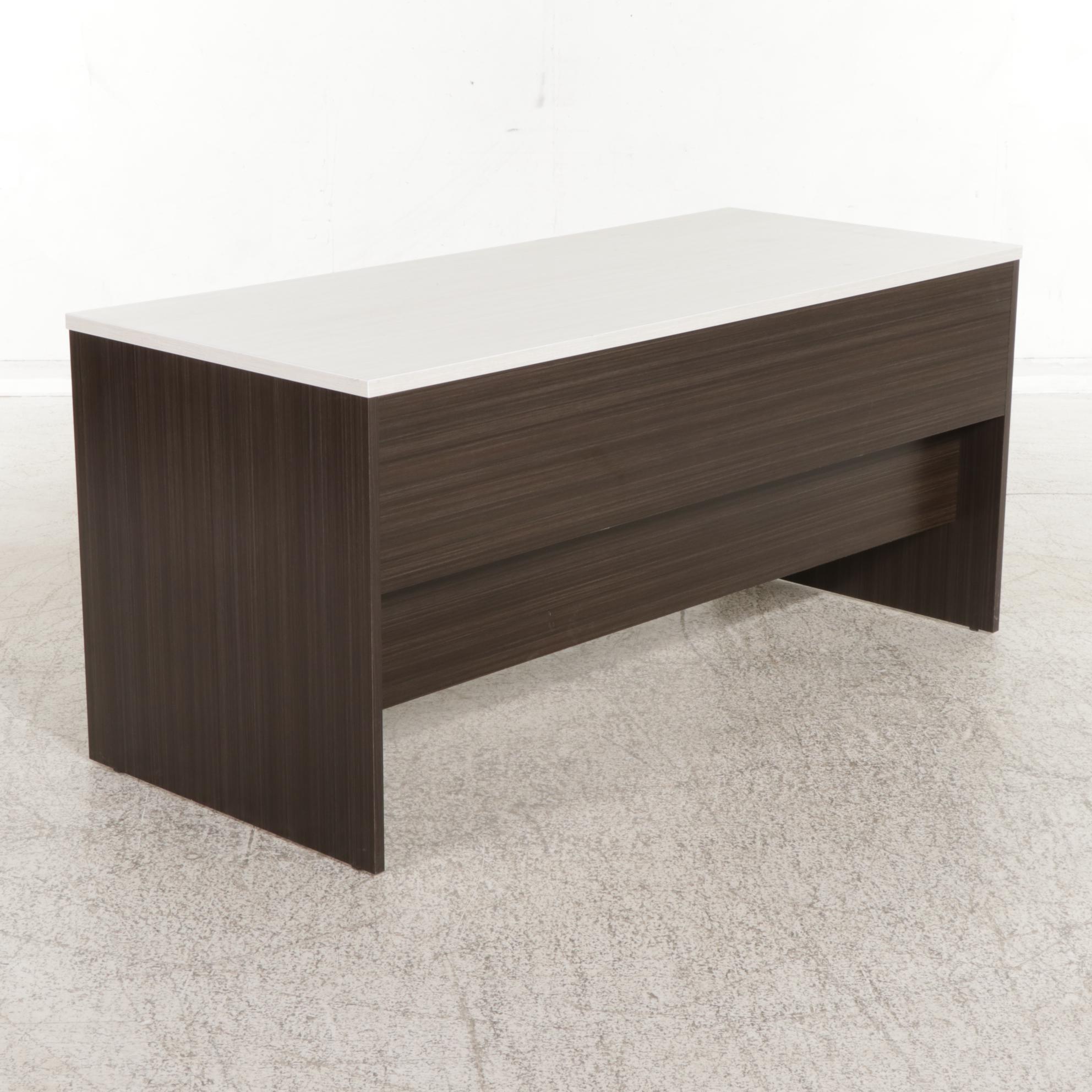 Bestar "Ridgeley" Wood-Grained U-Shaped Desk with Hutch and Two Chairs