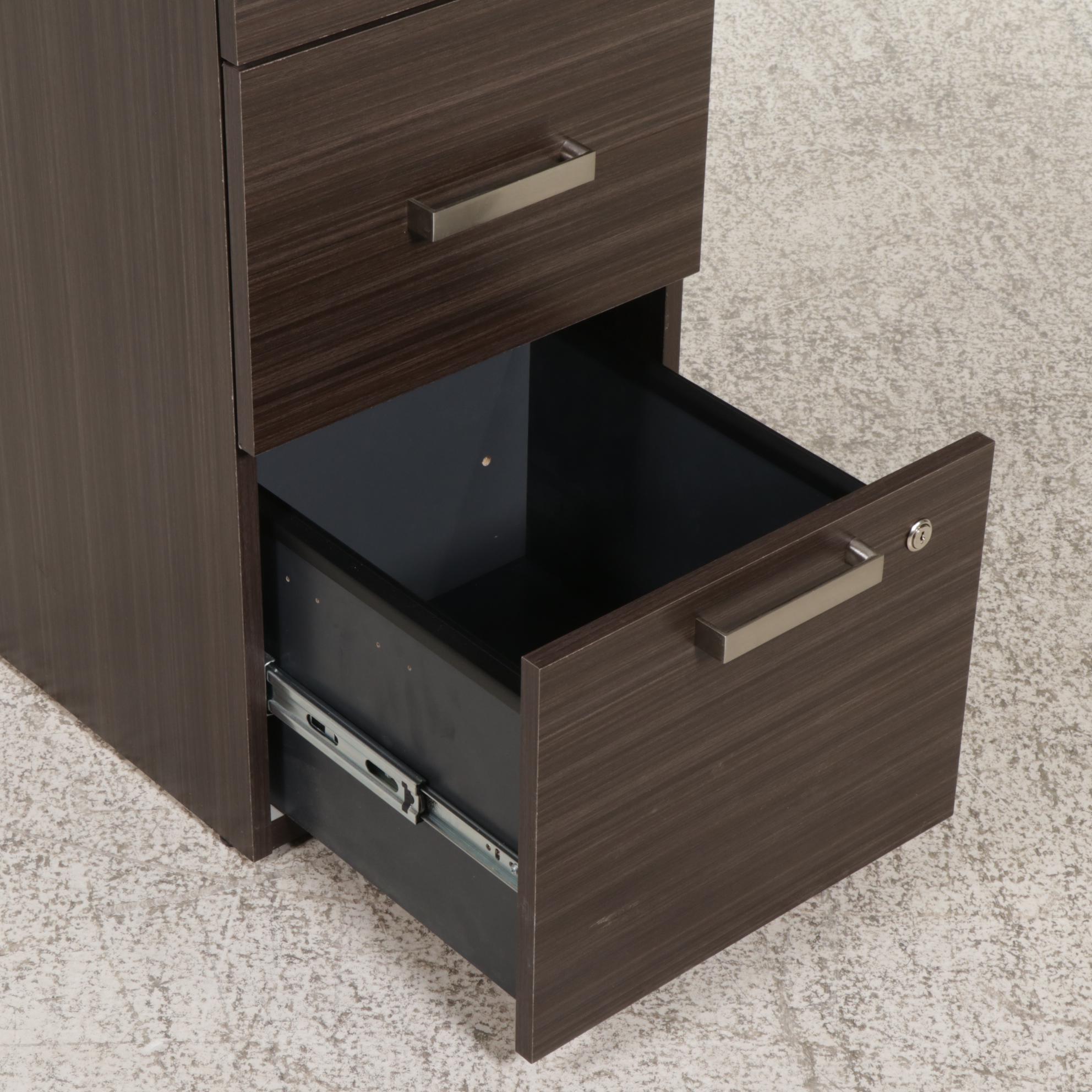 Bestar "Ridgeley" Wood-Grained U-Shaped Desk with Hutch and Two Chairs