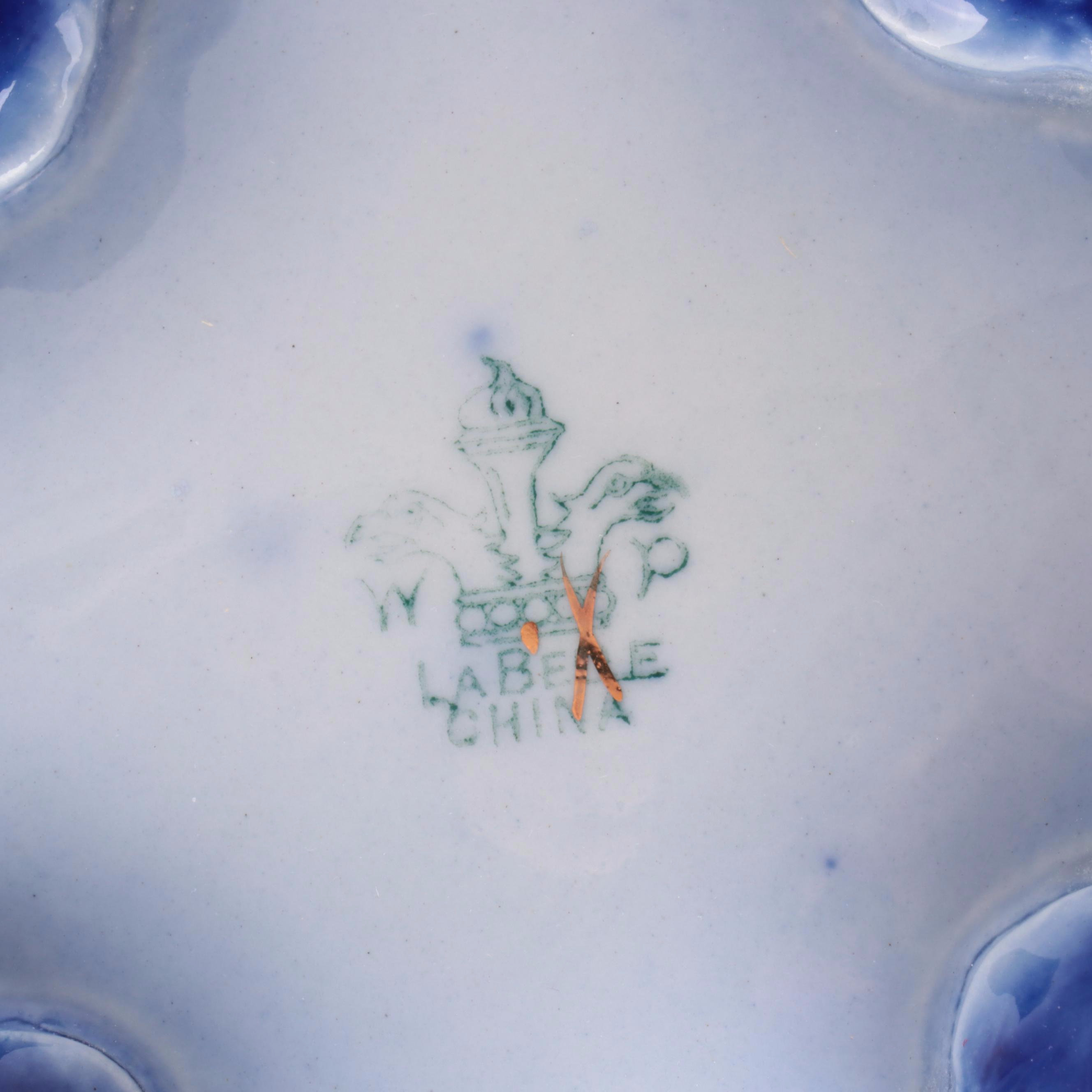 La Belle American Flow Blue Bowl and Other Butter Pats with Pickard Vase