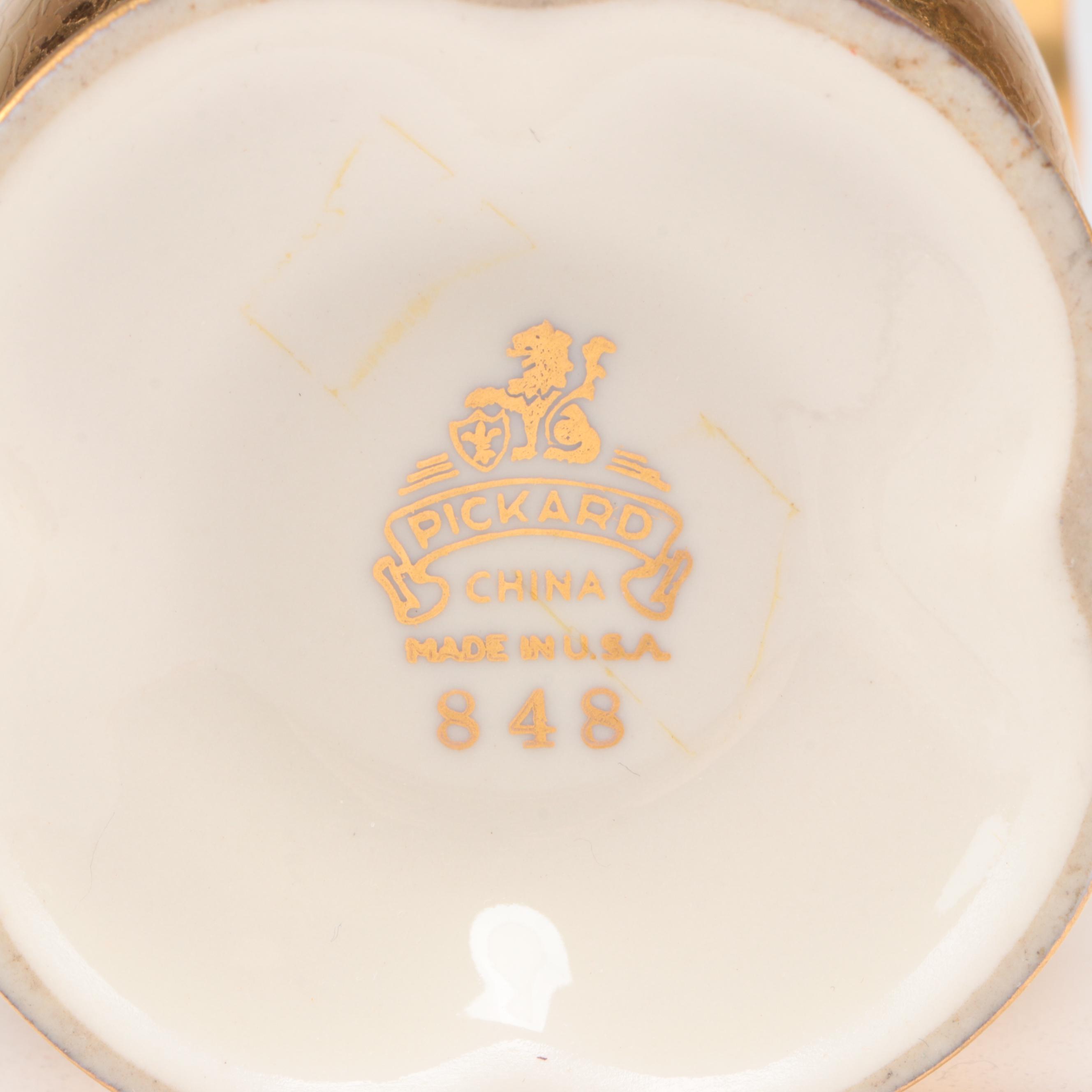 La Belle American Flow Blue Bowl and Other Butter Pats with Pickard Vase