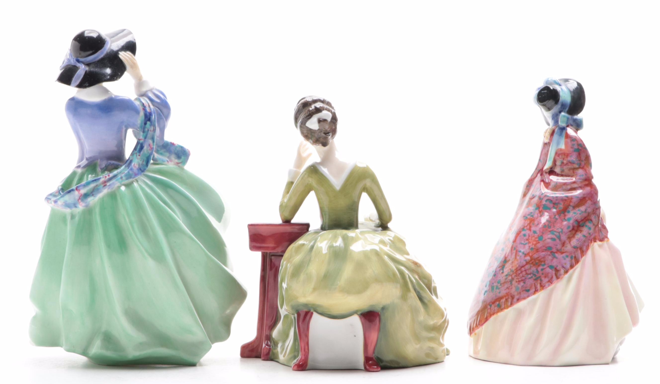 Royal Daulton "Carolyn", "Top of the Hill" and "Paisley Shawl" Figurines