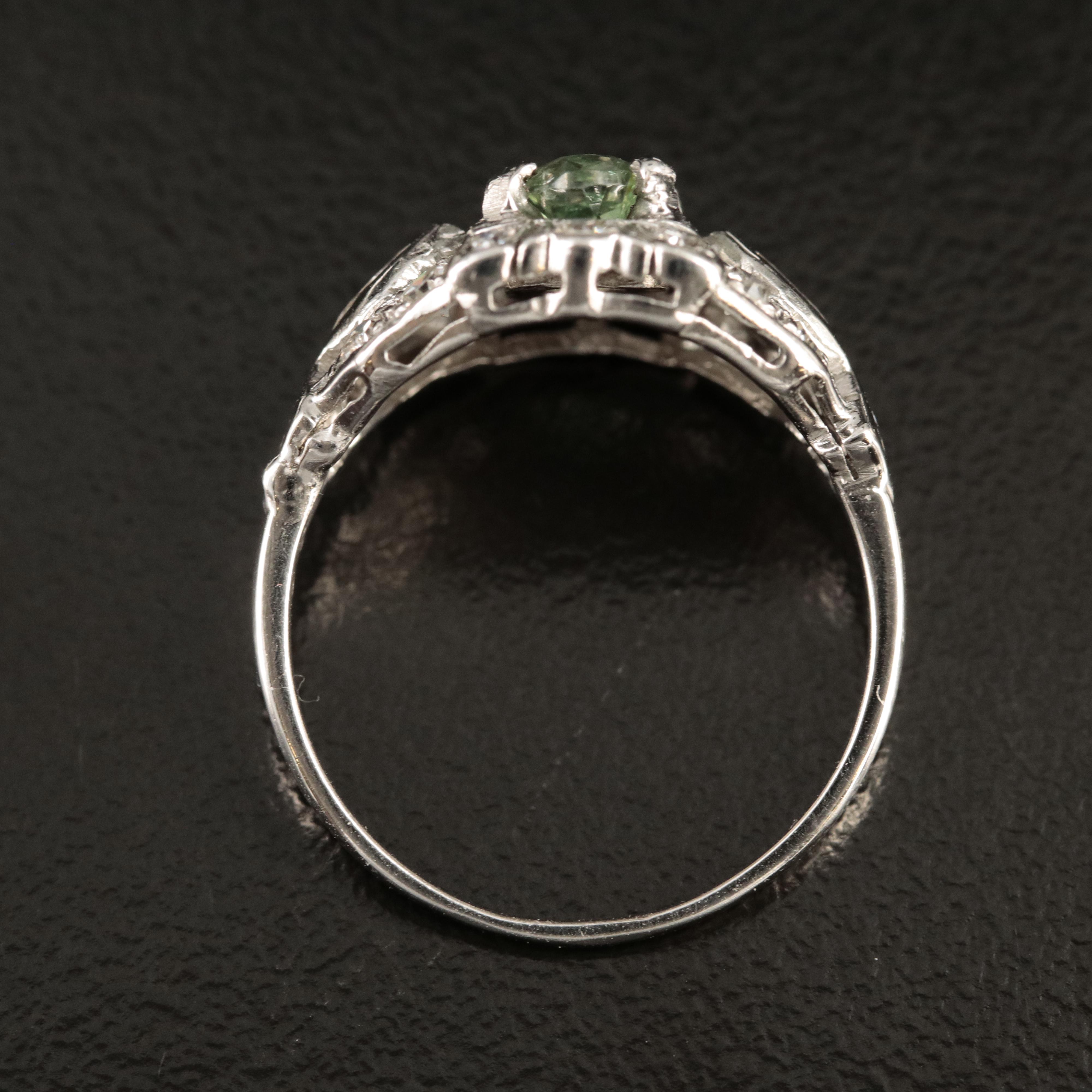 Platinum Chrysoberyl and Diamond Ring