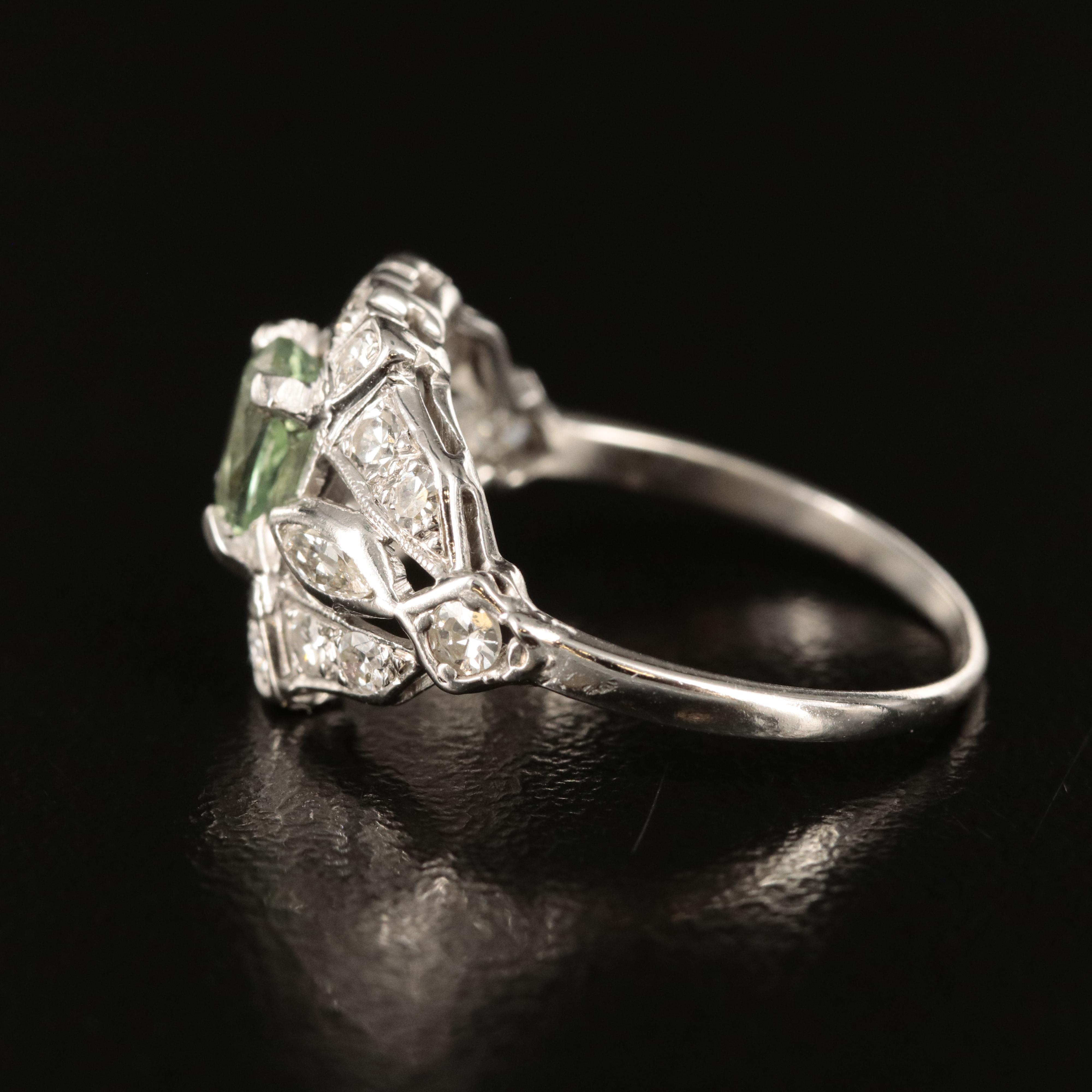 Platinum Chrysoberyl and Diamond Ring