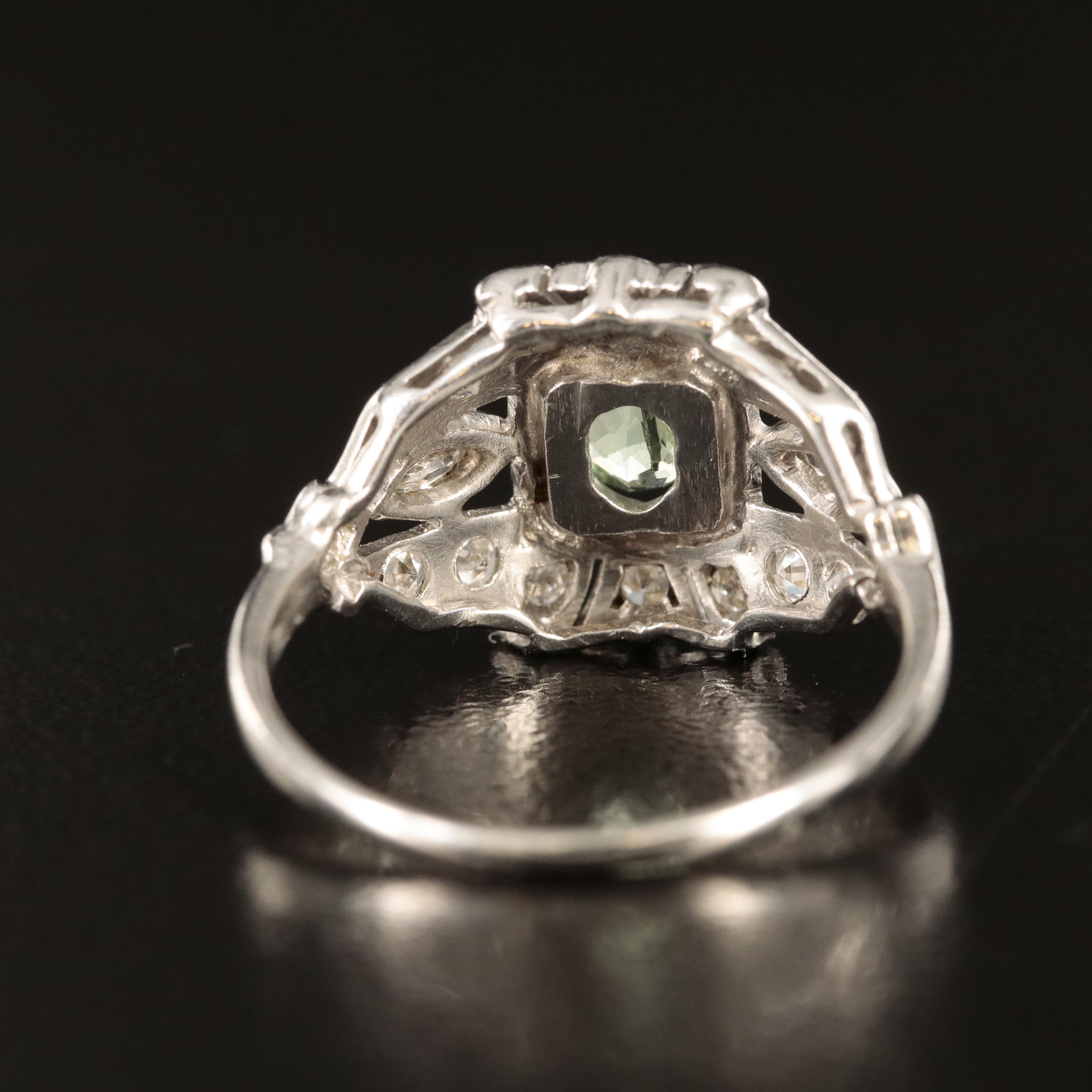 Platinum Chrysoberyl and Diamond Ring