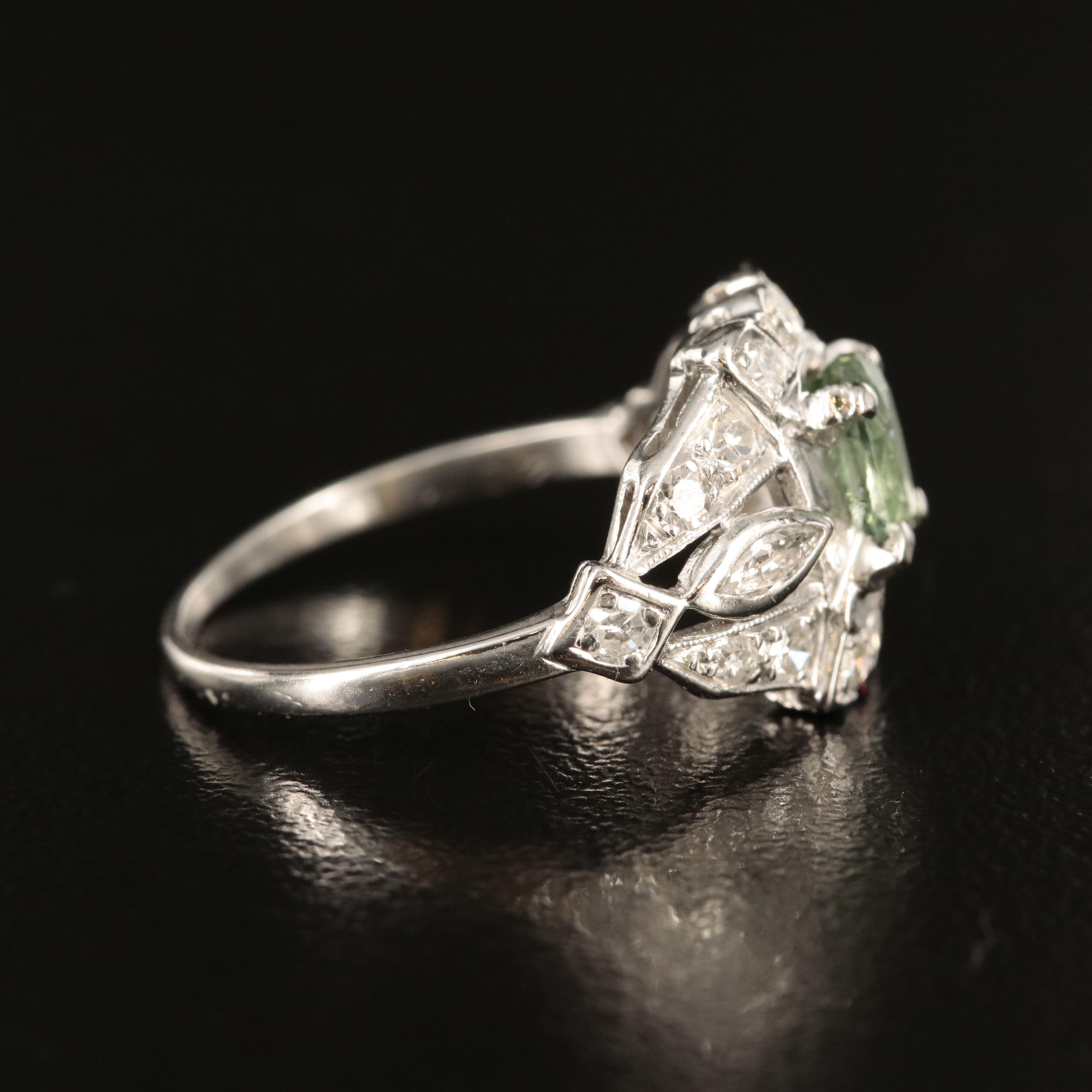 Platinum Chrysoberyl and Diamond Ring