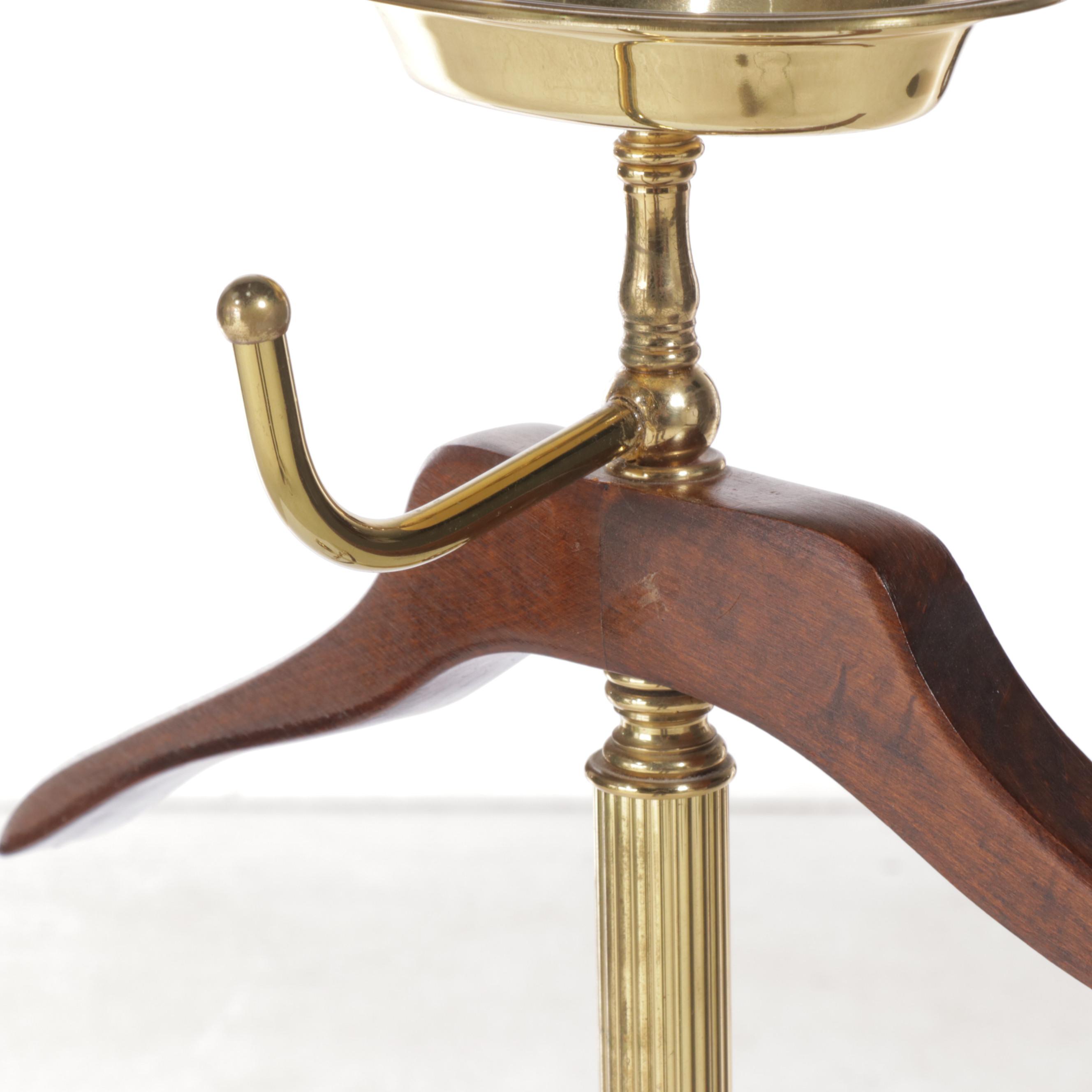 Brass and Hardwood Clothes Valet, Late 20th Century