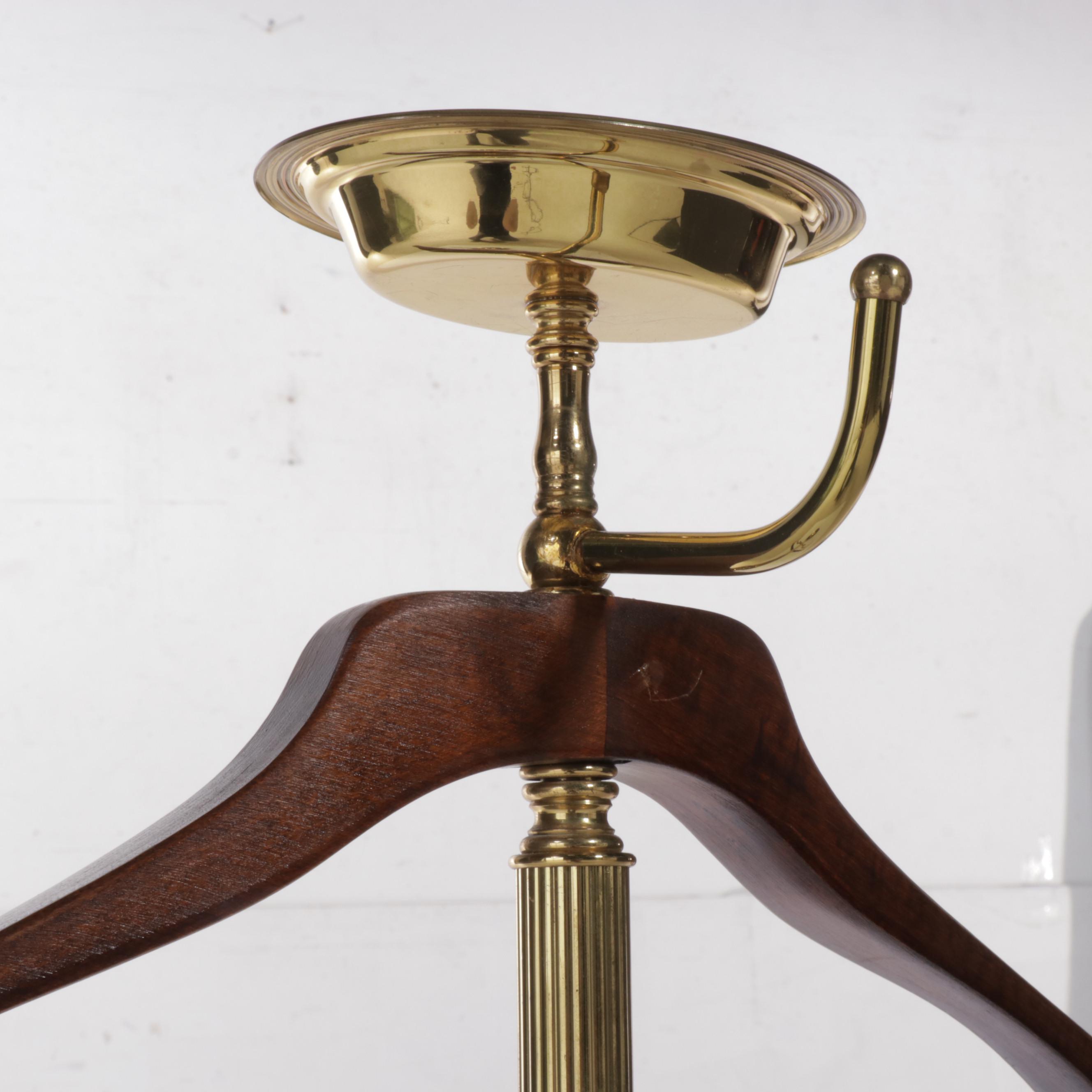 Brass and Hardwood Clothes Valet, Late 20th Century
