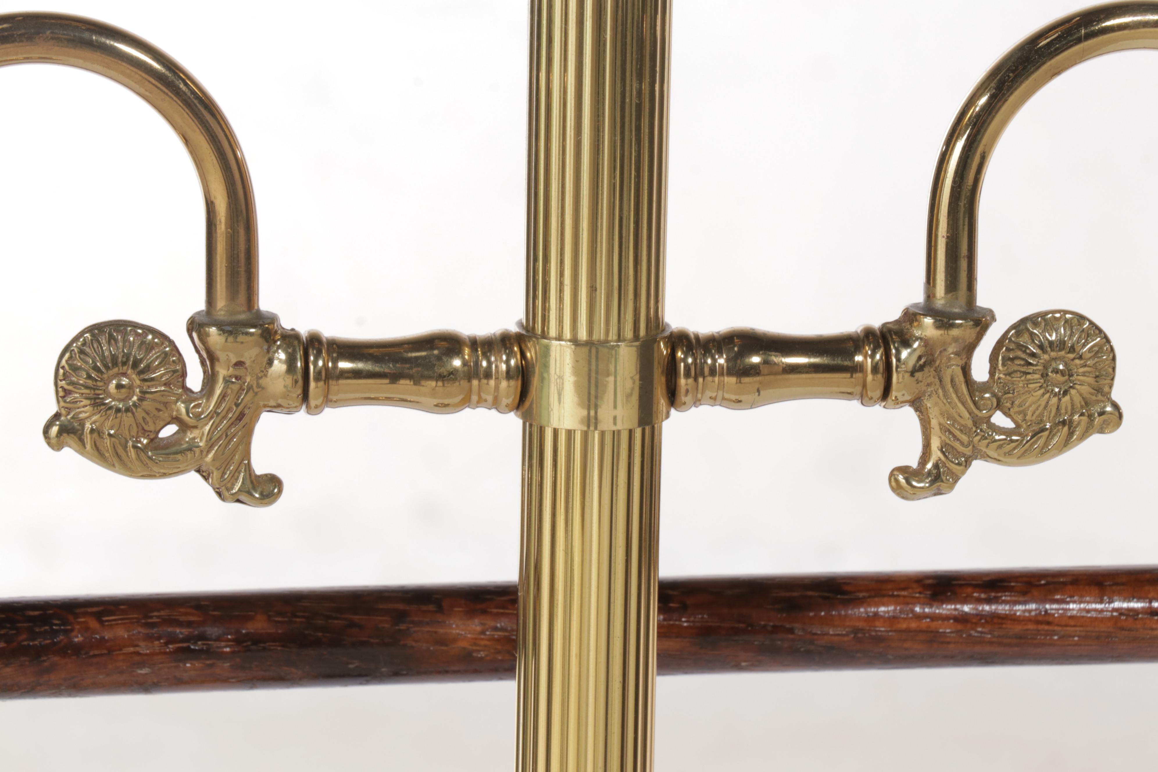 Brass and Hardwood Clothes Valet, Late 20th Century