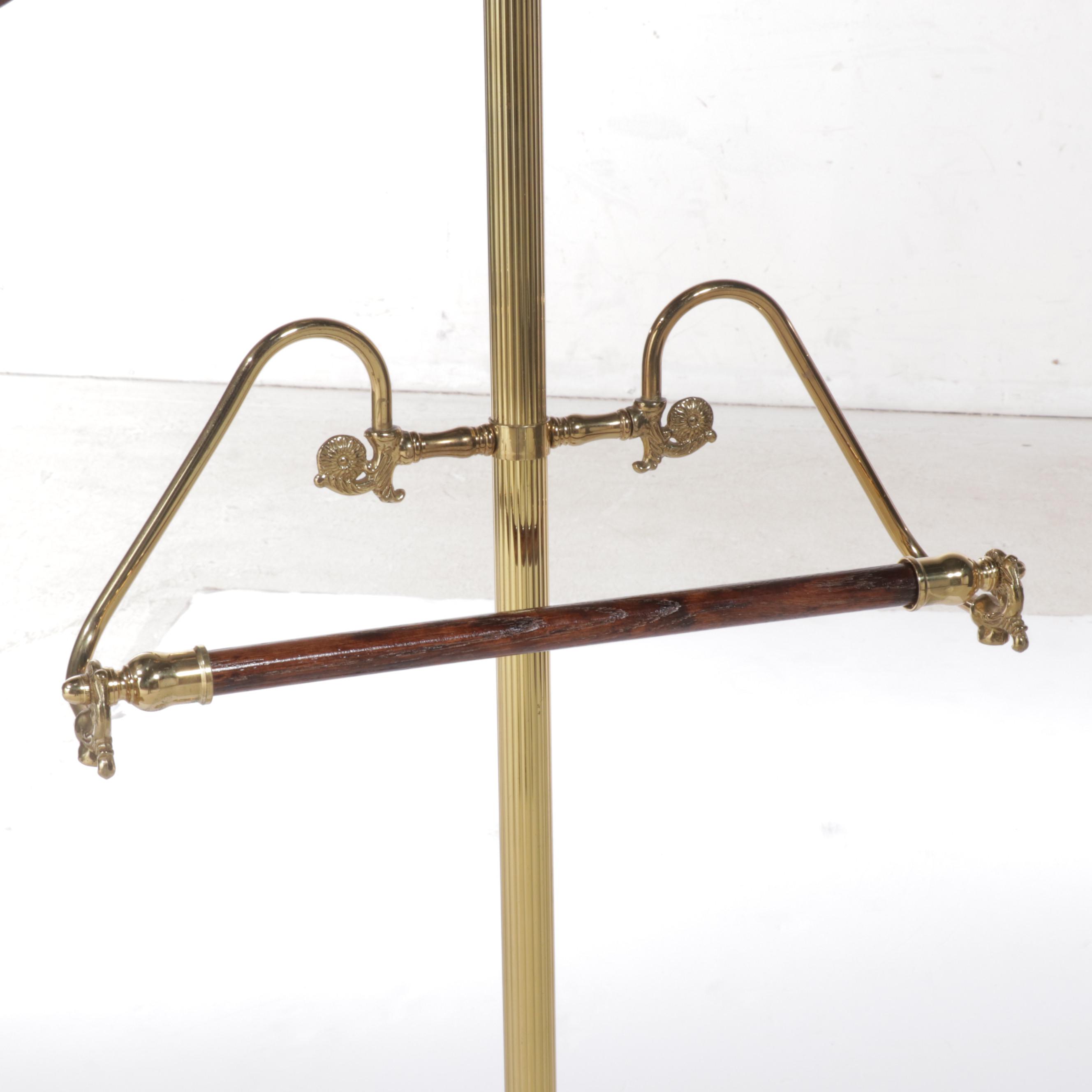 Brass and Hardwood Clothes Valet, Late 20th Century