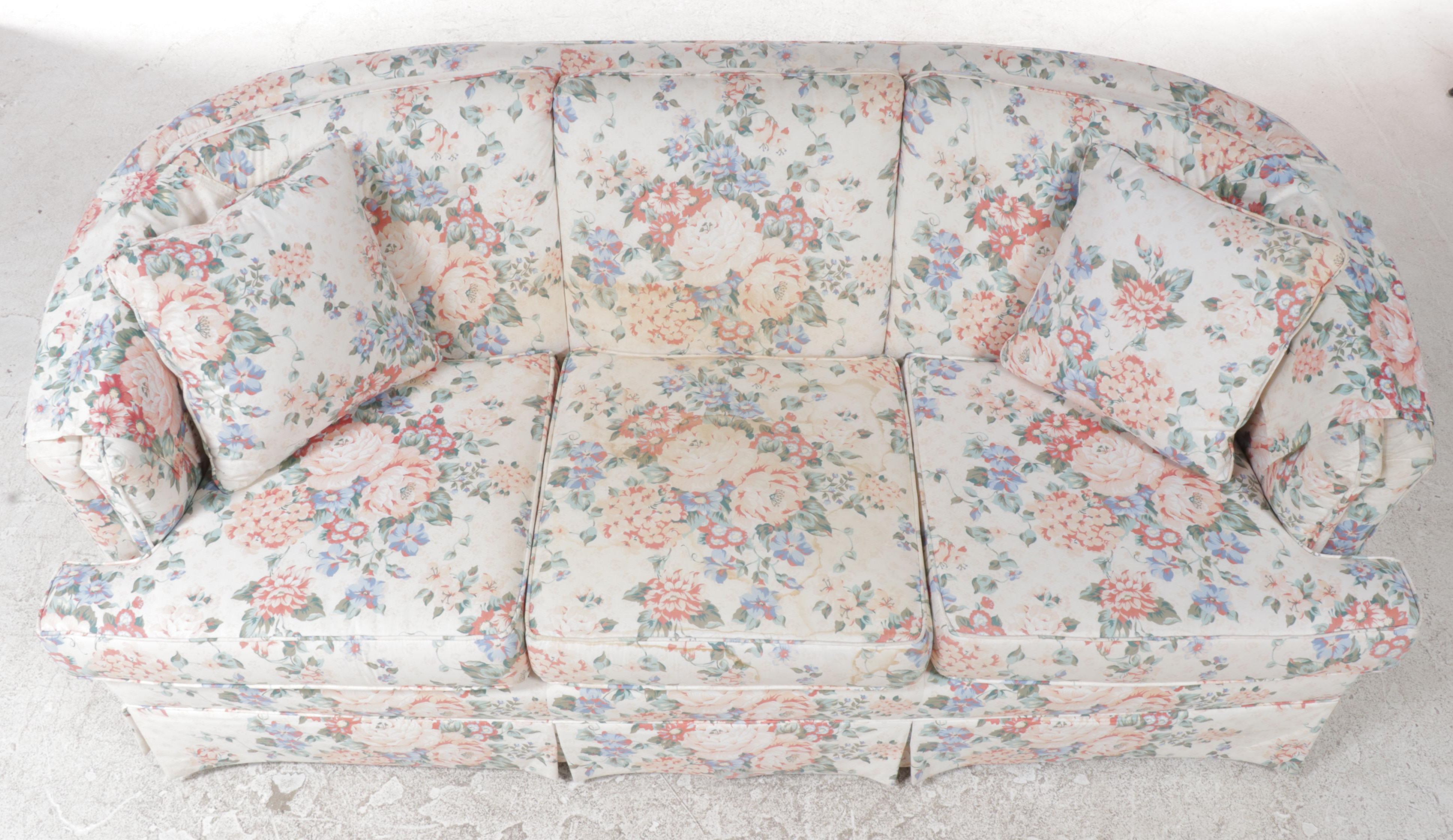 Madden Floral-Upholstered and Buttoned-Down Sofa, Late 20th Century