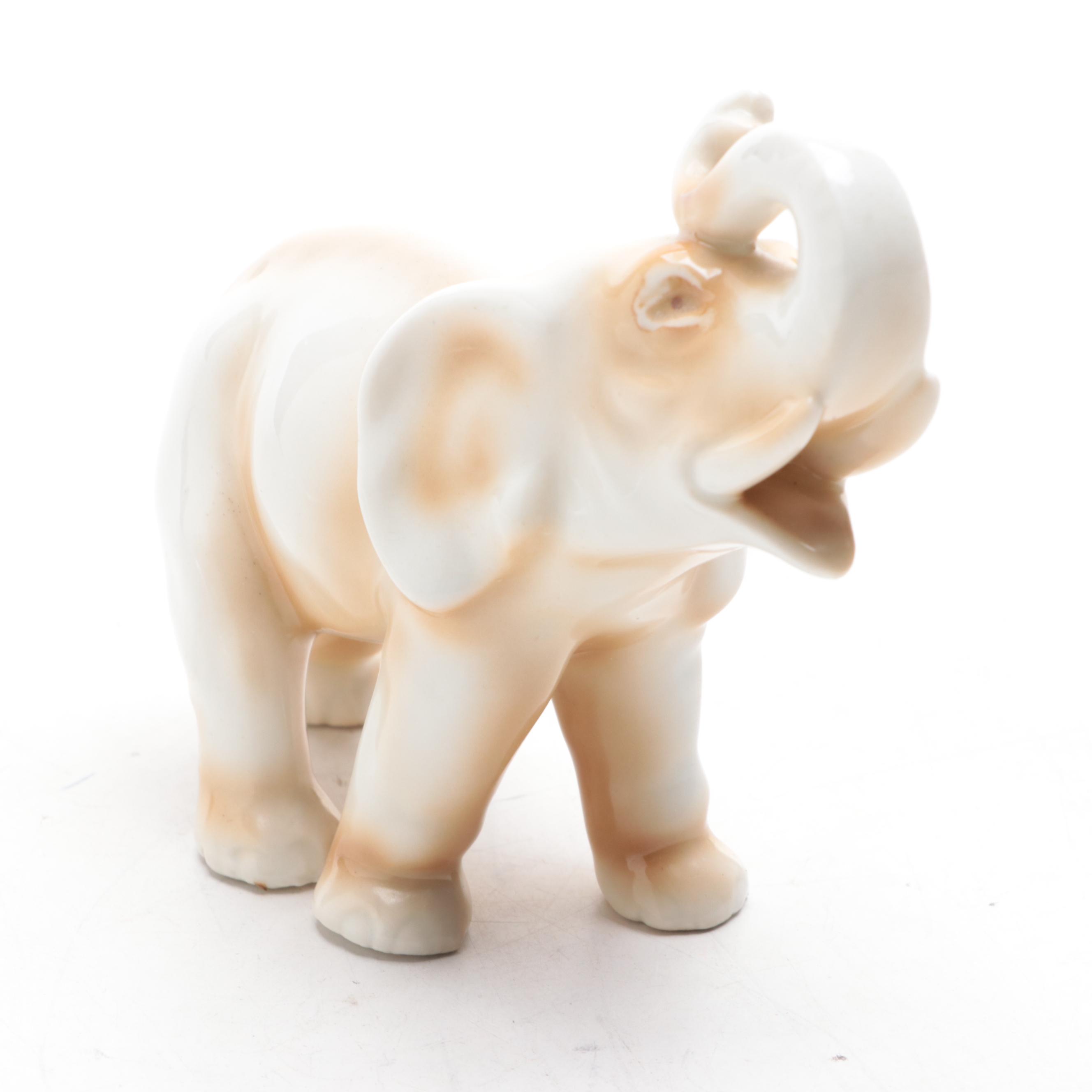Erphila Elephant with Florence Ceramics Figurines, Mid-20th Century