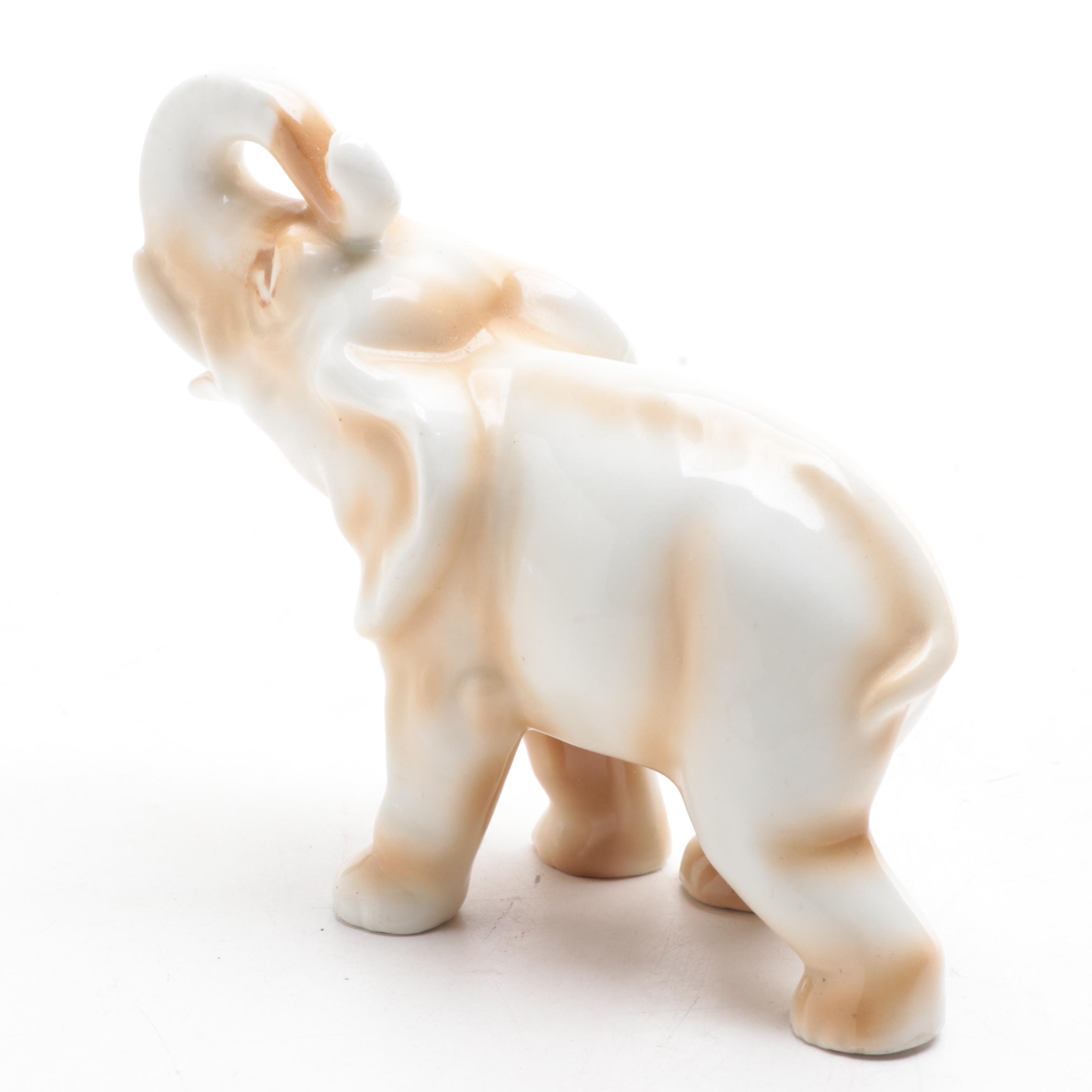 Erphila Elephant with Florence Ceramics Figurines, Mid-20th Century