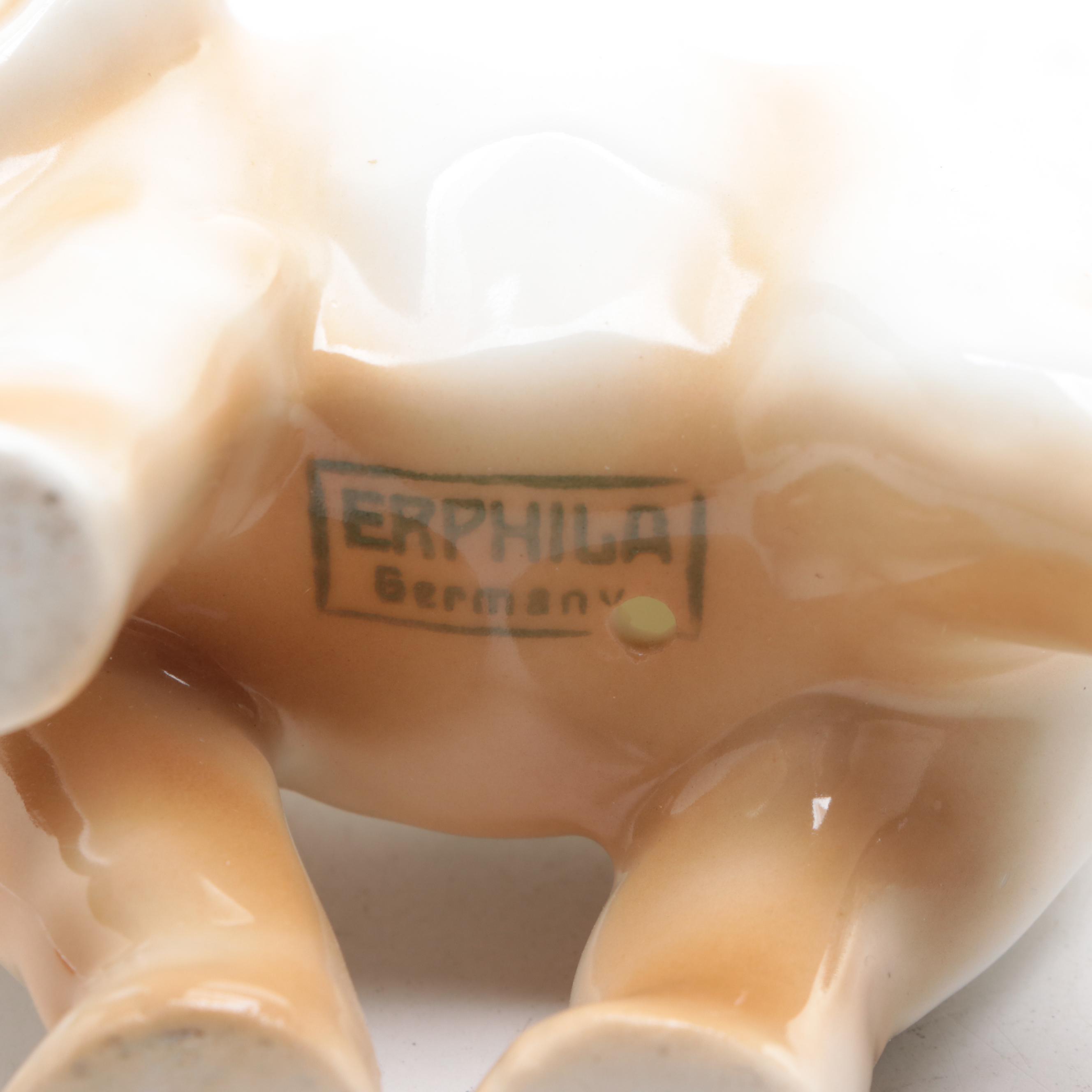 Erphila Elephant with Florence Ceramics Figurines, Mid-20th Century