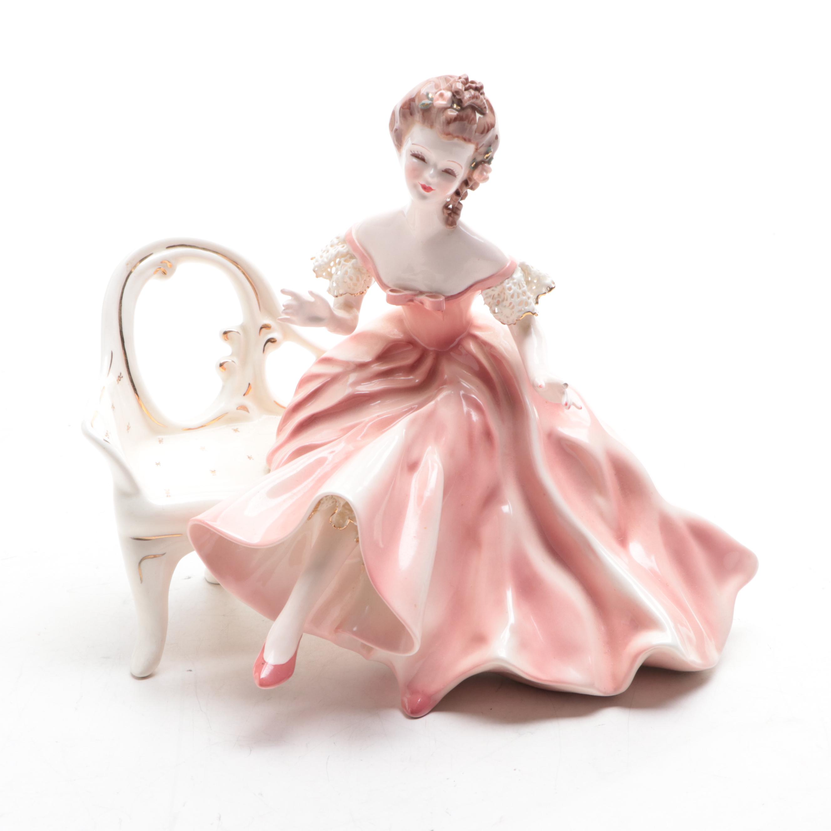 Erphila Elephant with Florence Ceramics Figurines, Mid-20th Century