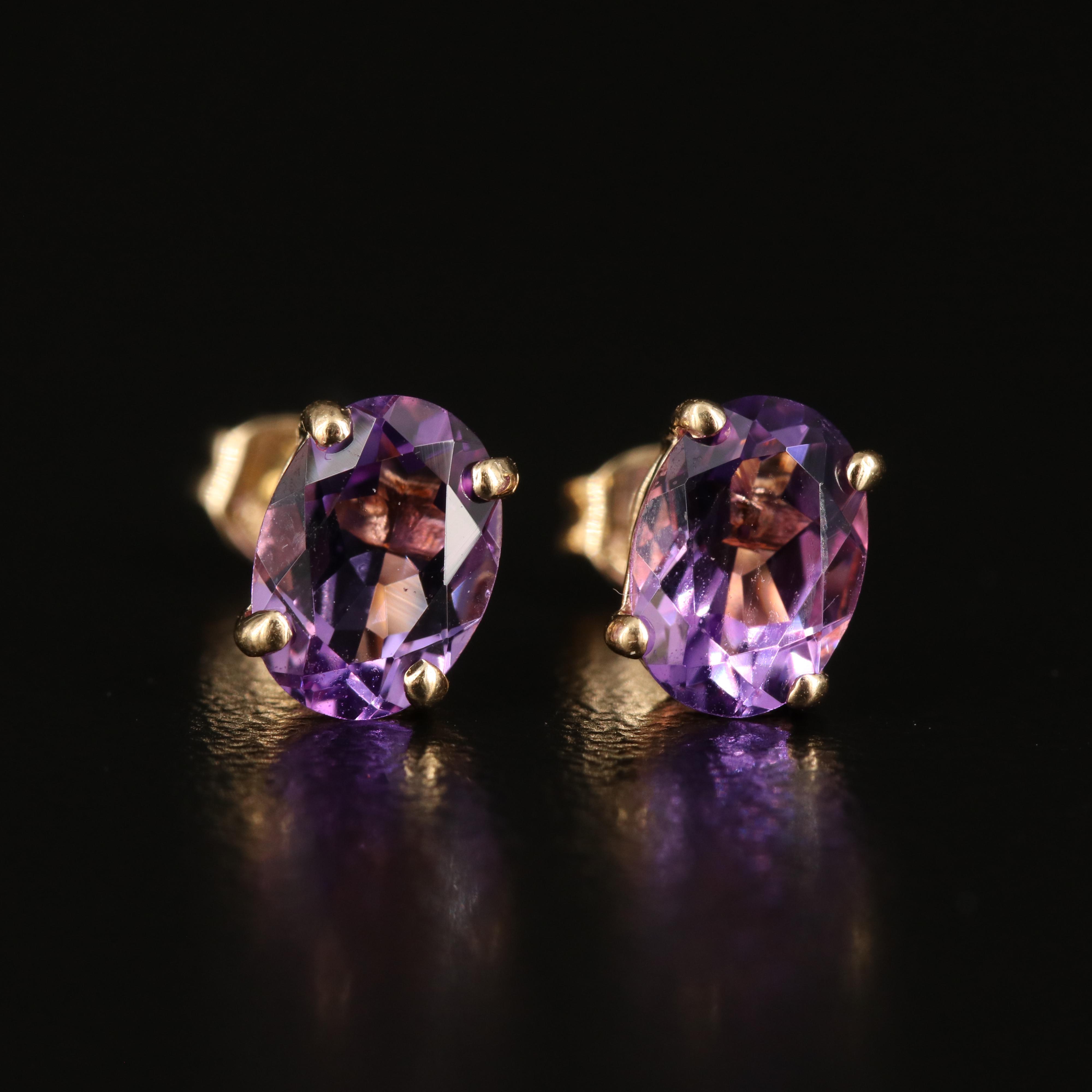 14K Amethyst Stud Earrings