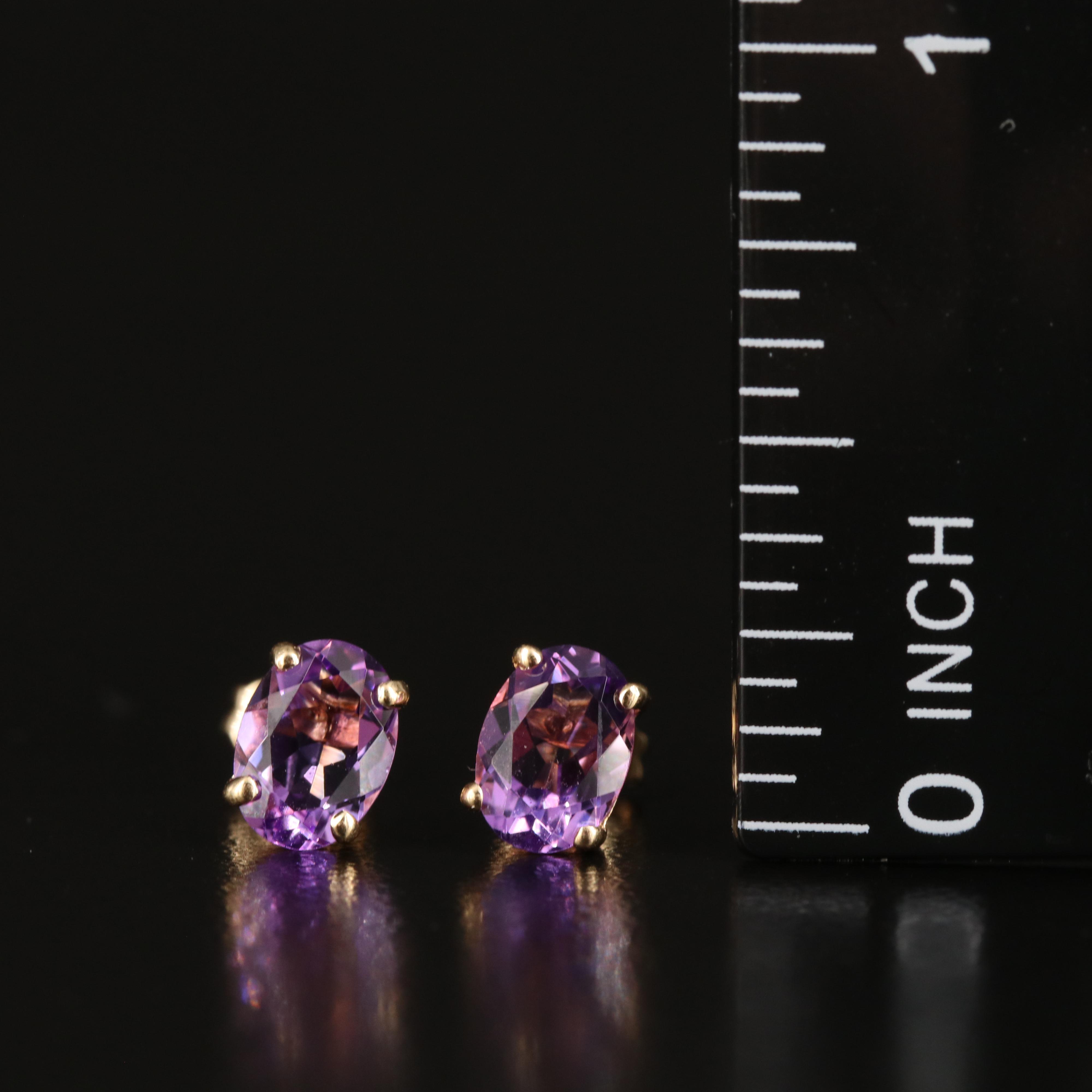 14K Amethyst Stud Earrings