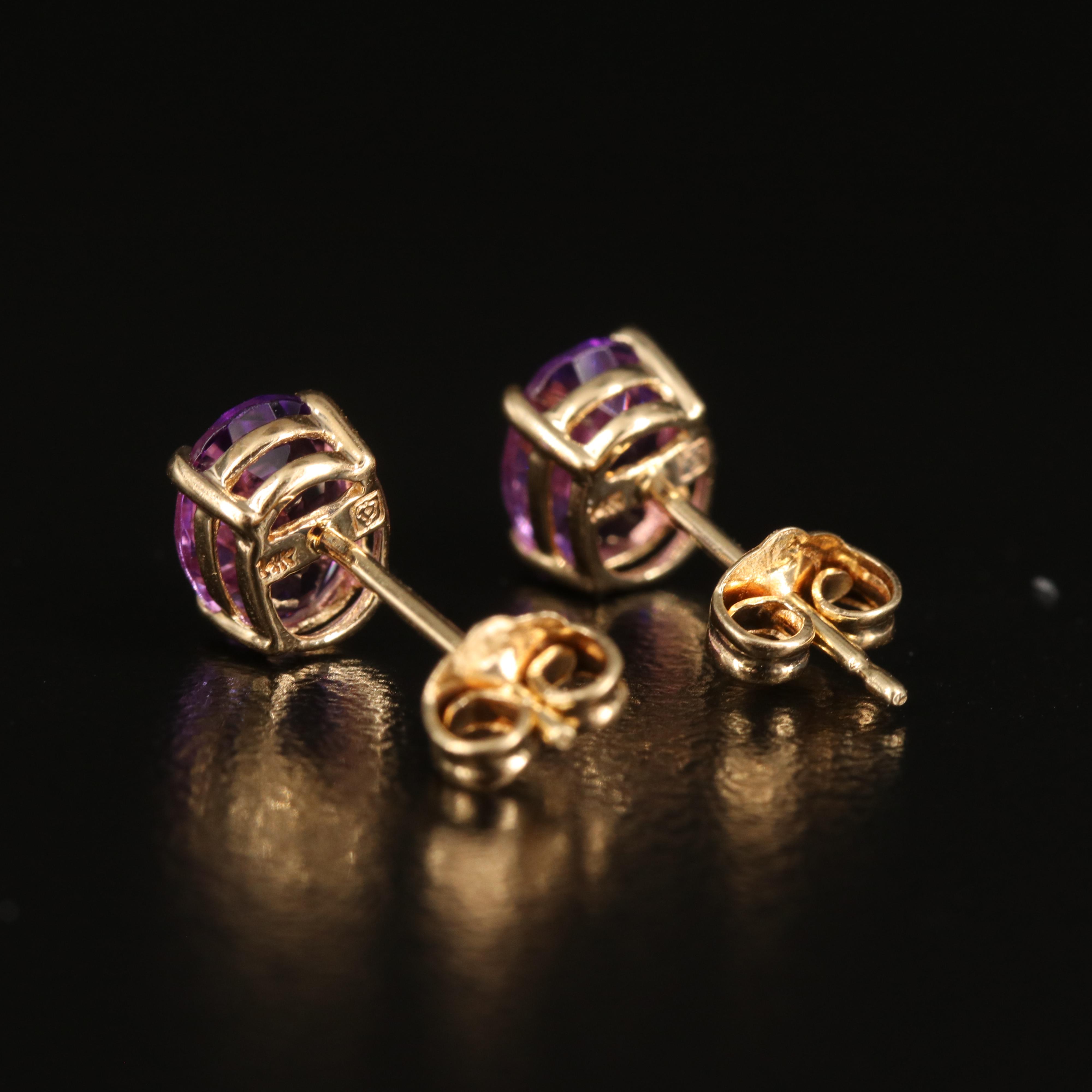 14K Amethyst Stud Earrings