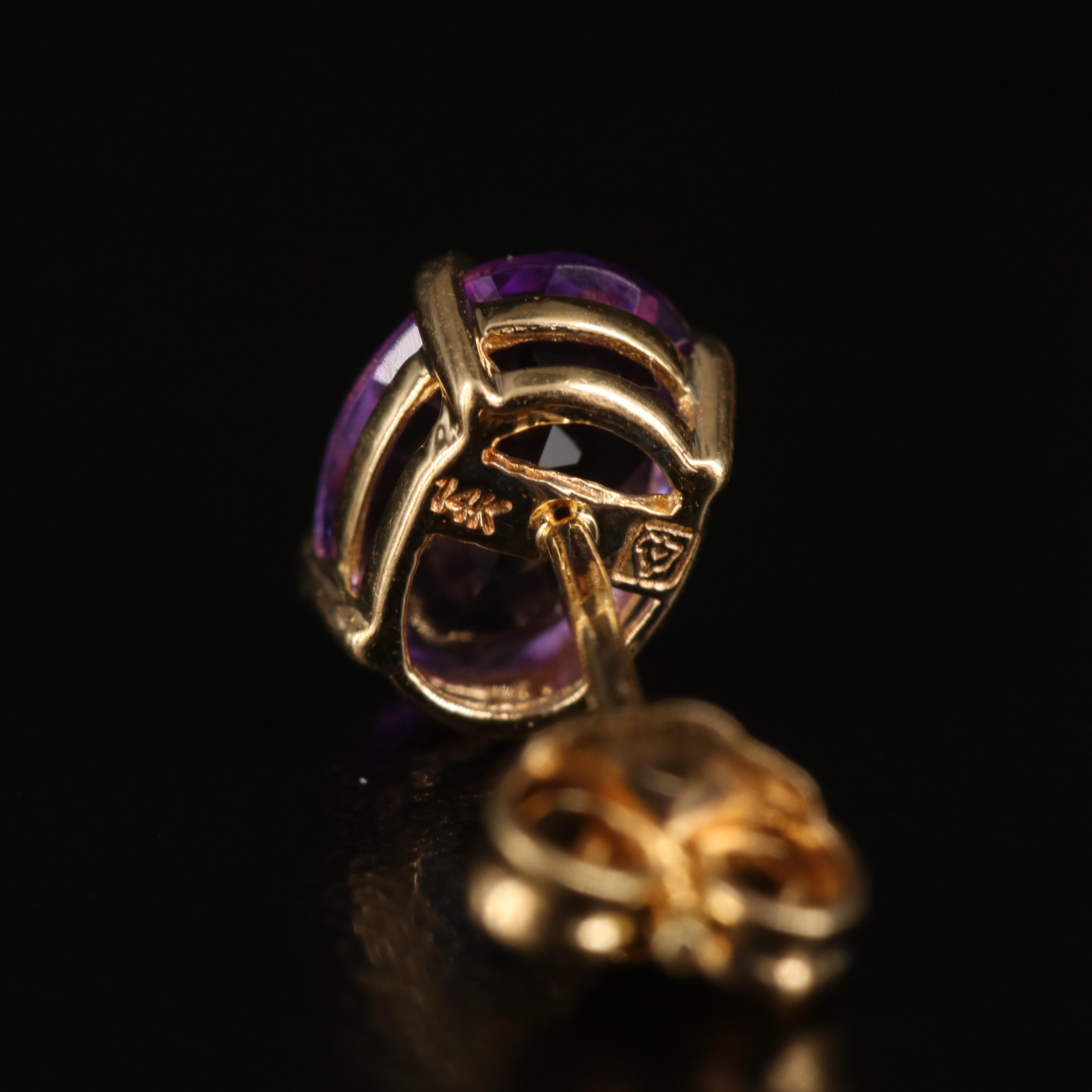 14K Amethyst Stud Earrings