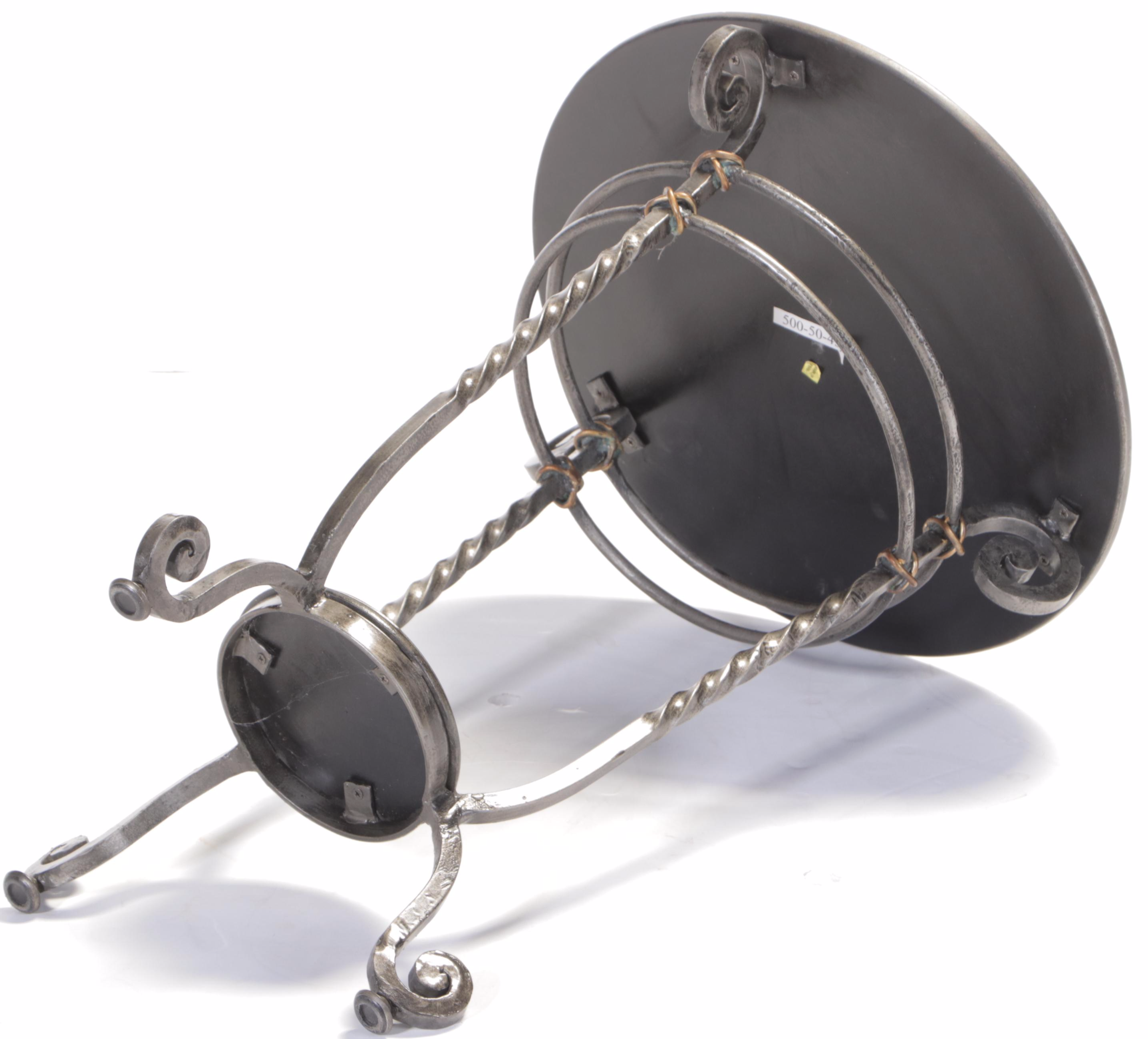 Wrought and Metal-Clad Side Table with Compass Rose