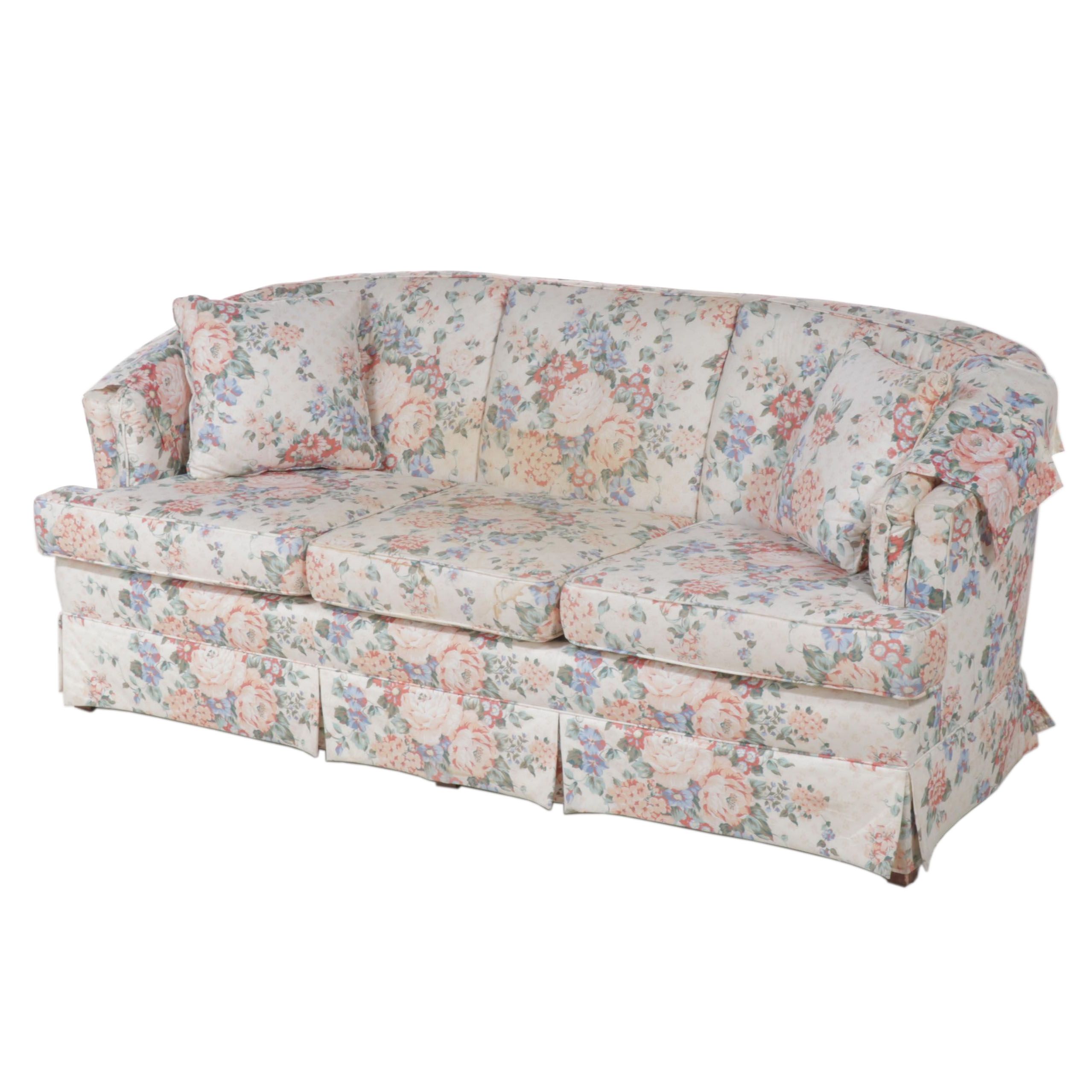 Madden Floral-Upholstered and Buttoned-Down Sofa, Late 20th Century