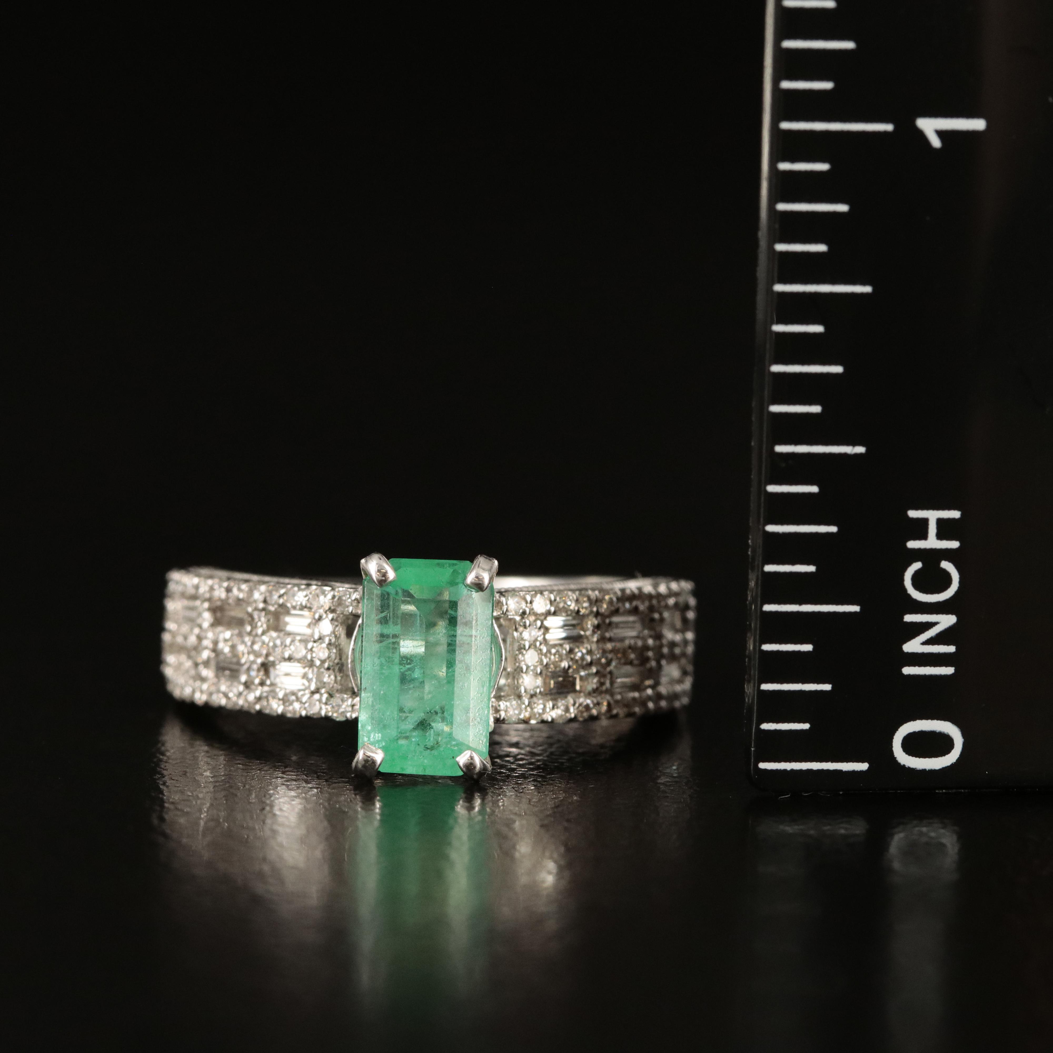 14K 1.14 CT Emerald and Diamond Ring