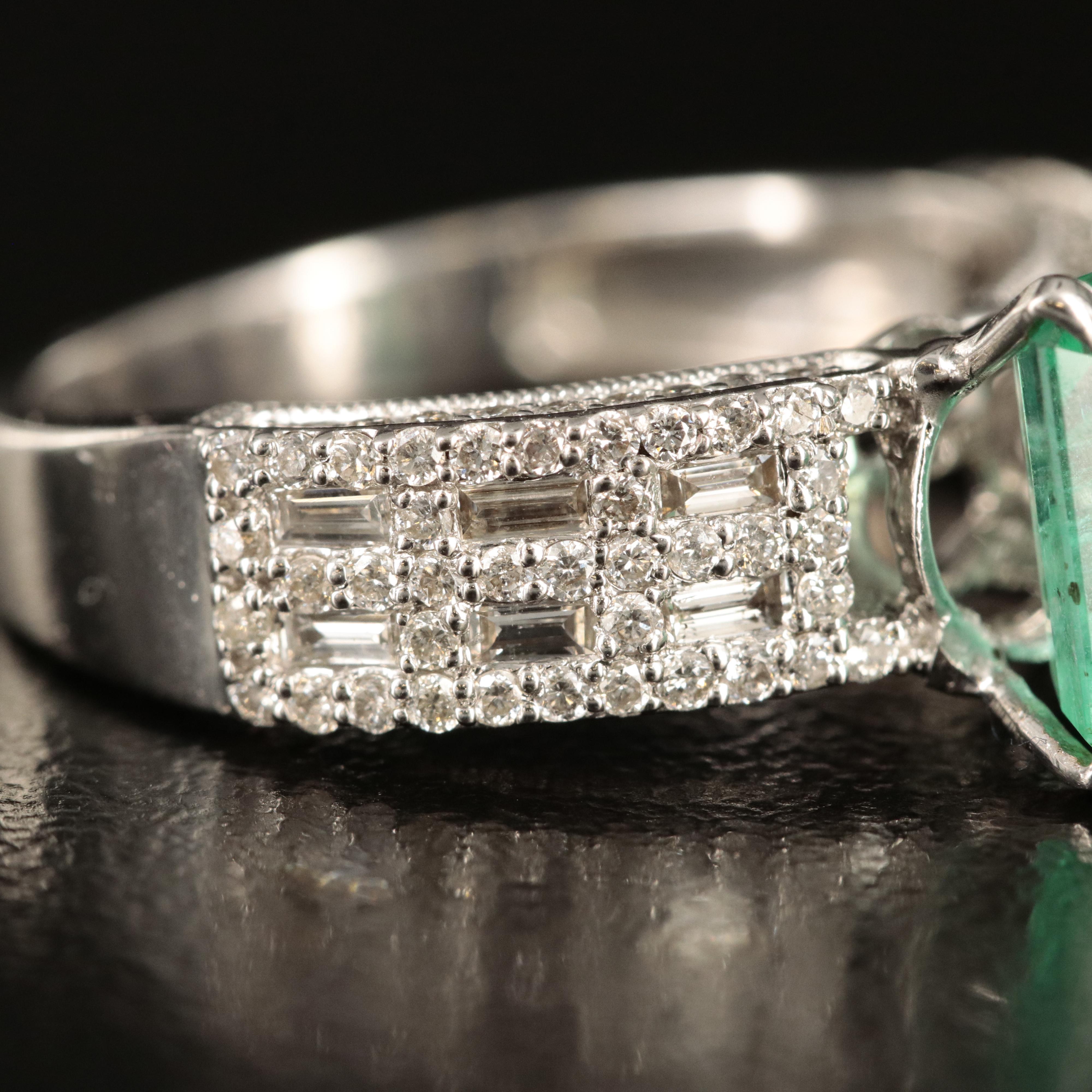 14K 1.14 CT Emerald and Diamond Ring