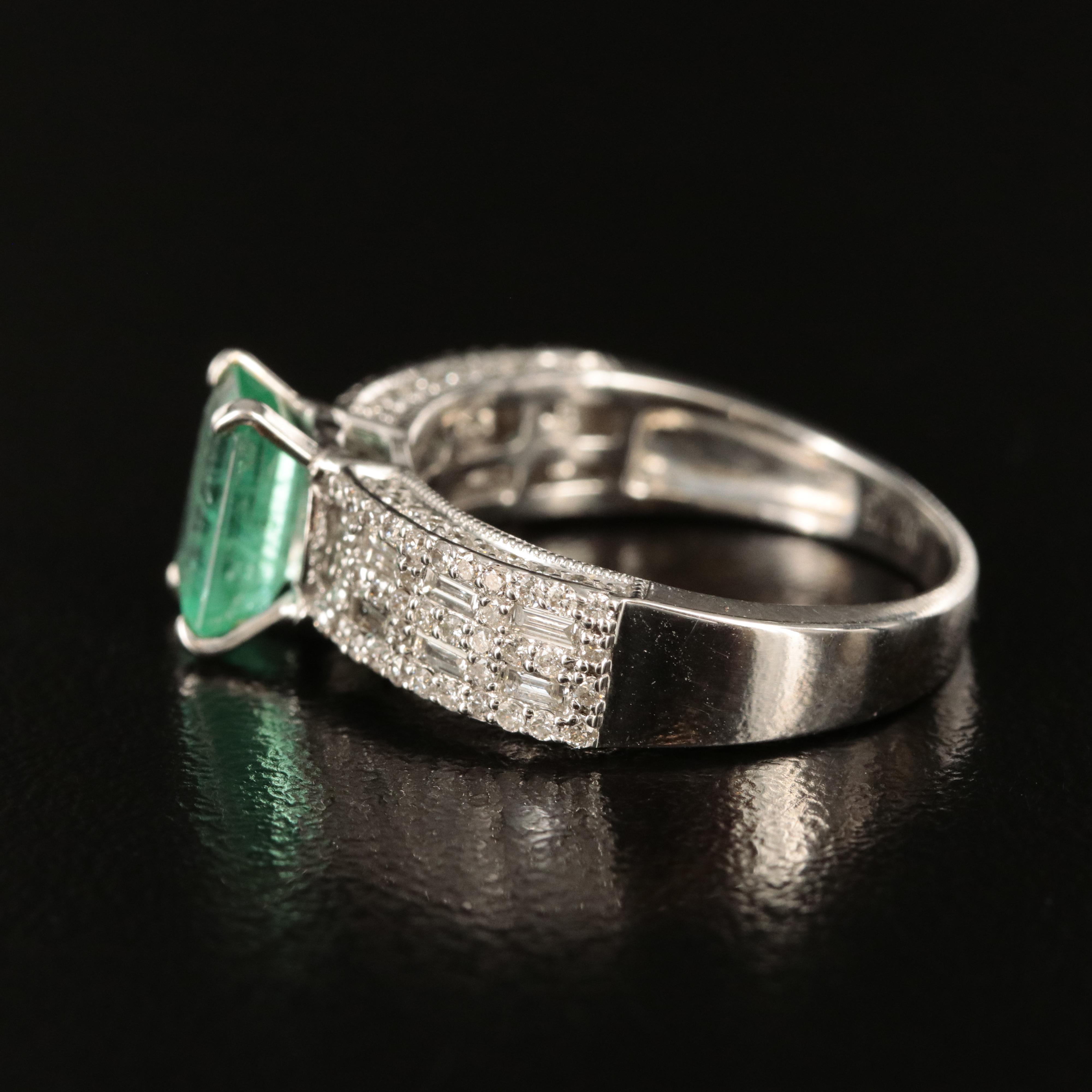 14K 1.14 CT Emerald and Diamond Ring