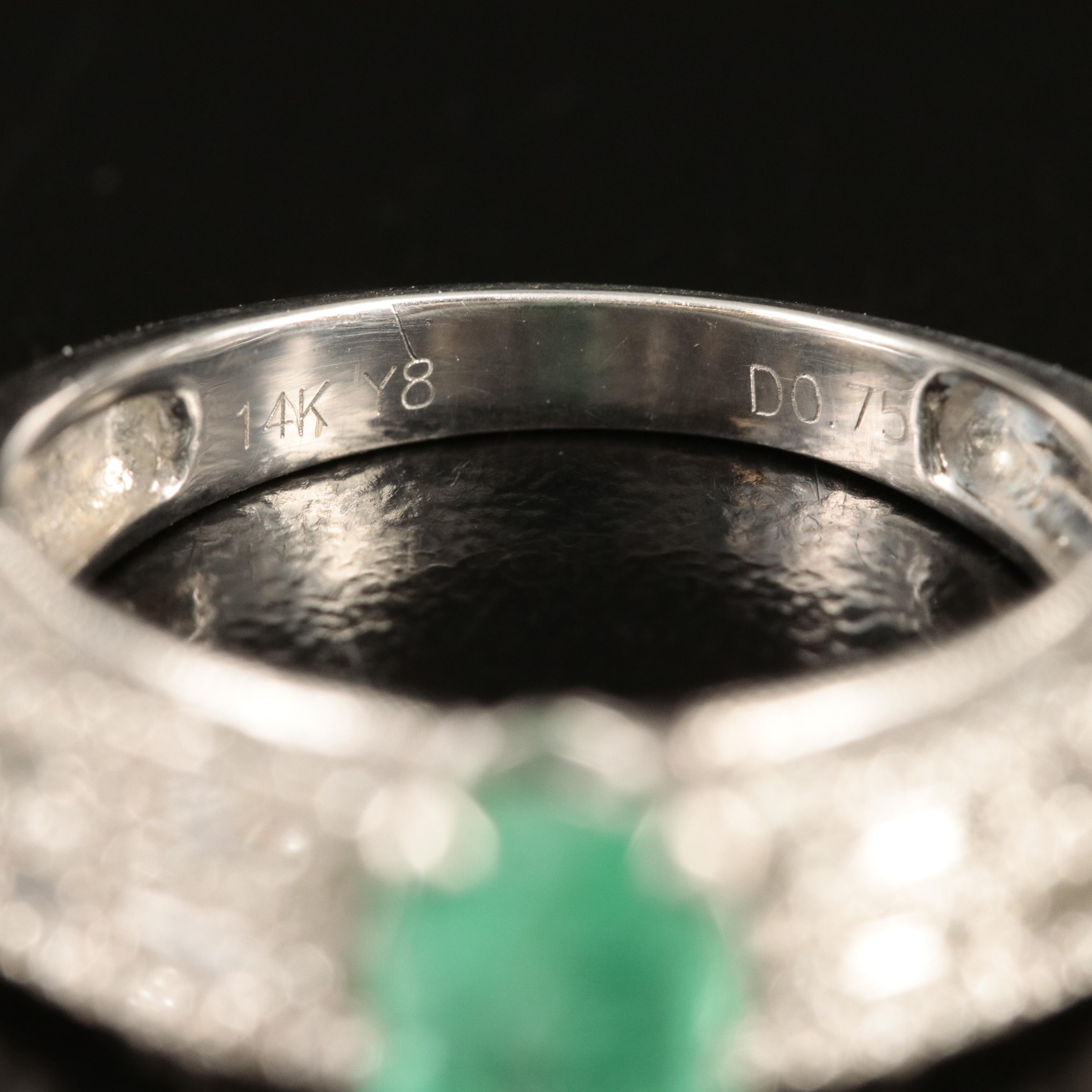 14K 1.14 CT Emerald and Diamond Ring