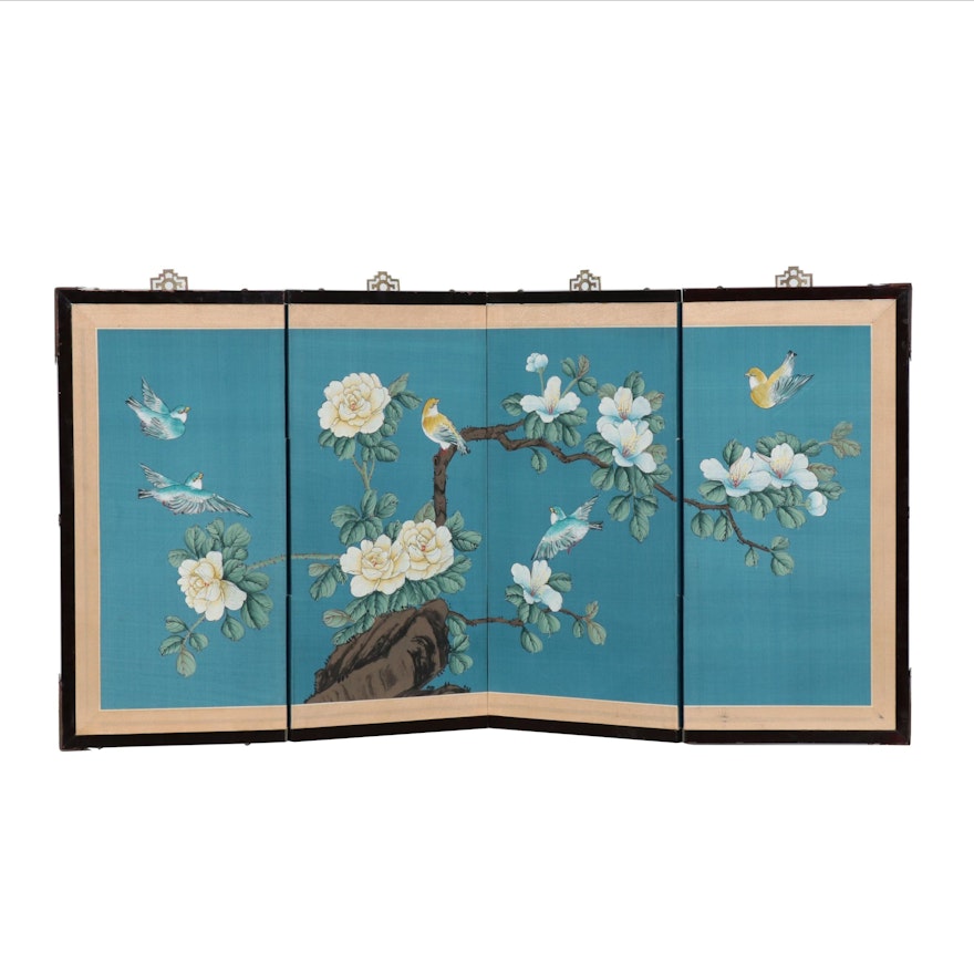 East Asian Hand-Painted Table Screen or Divider