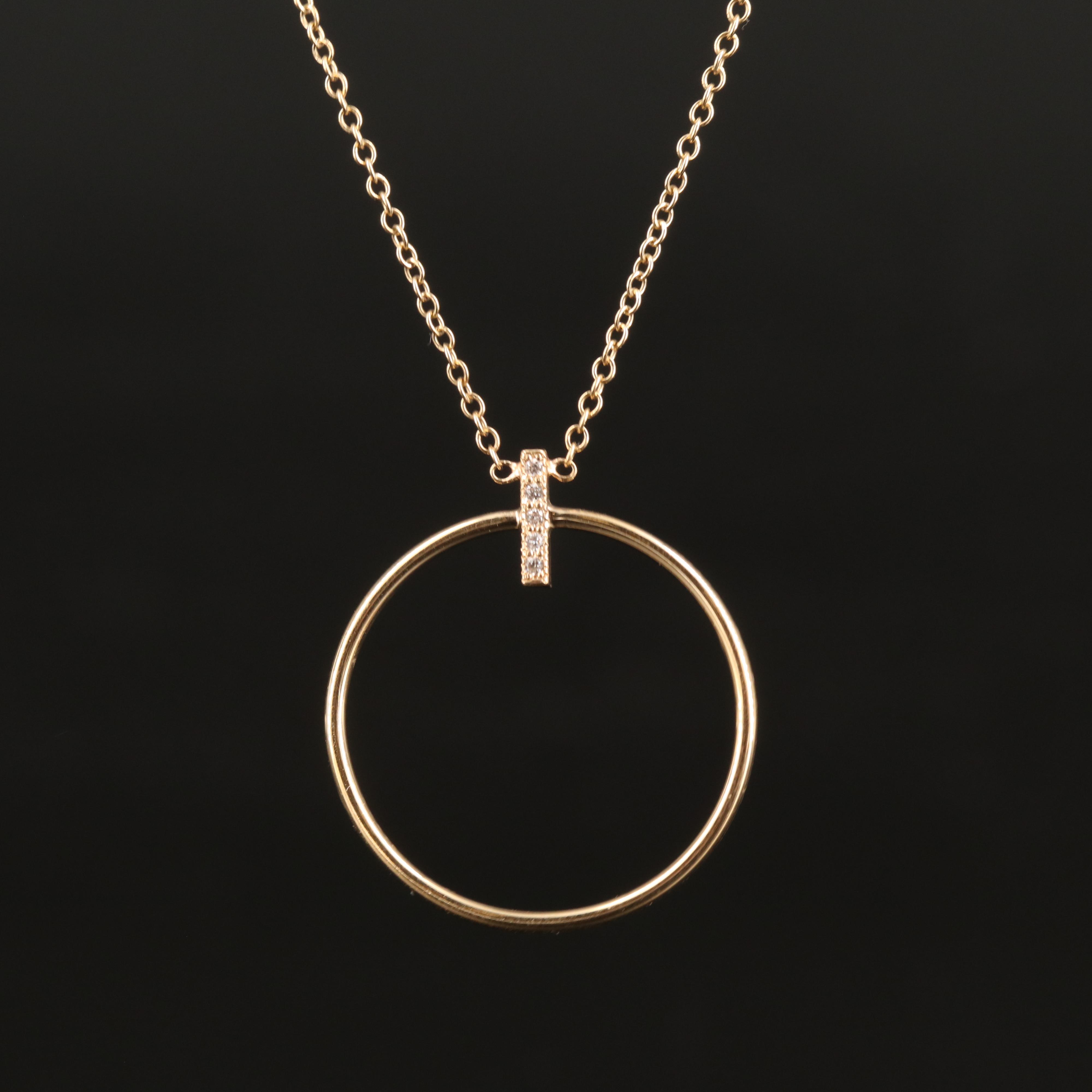 Zoë Chicco 14K 0.02 CTW Diamond Circle Pendant Necklace