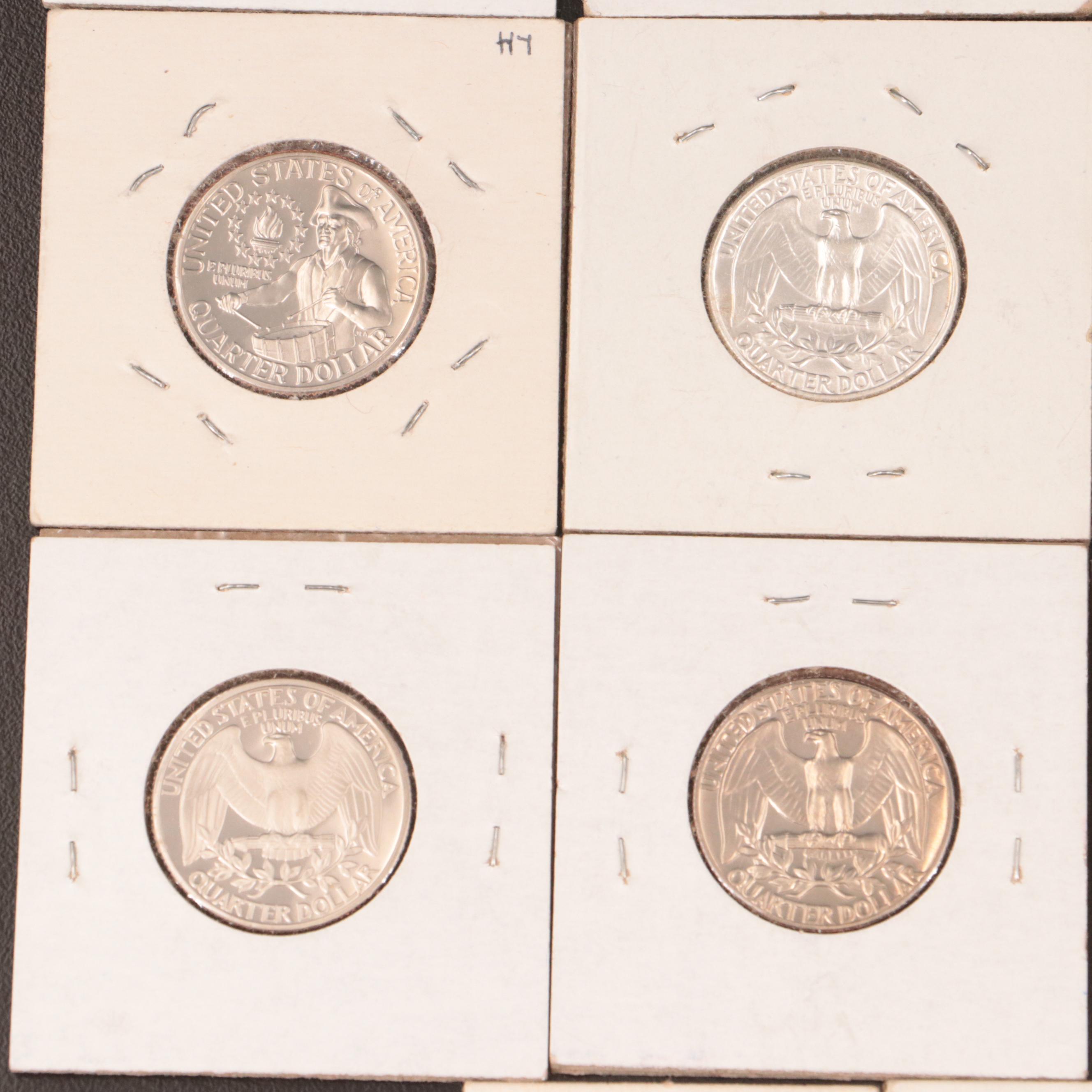 Assortment of Washington Quarters, Proof, Silver, and Clad