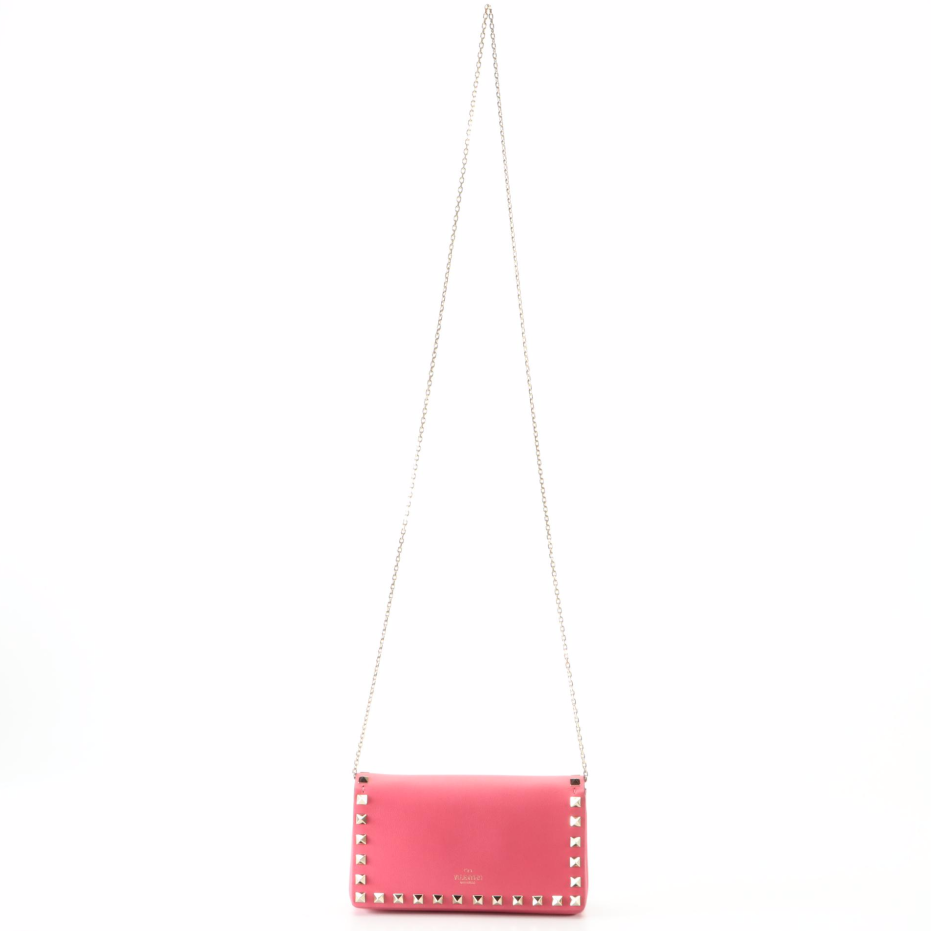 Valentino Rockstud Leather Flap Crossbody with Chain Strap