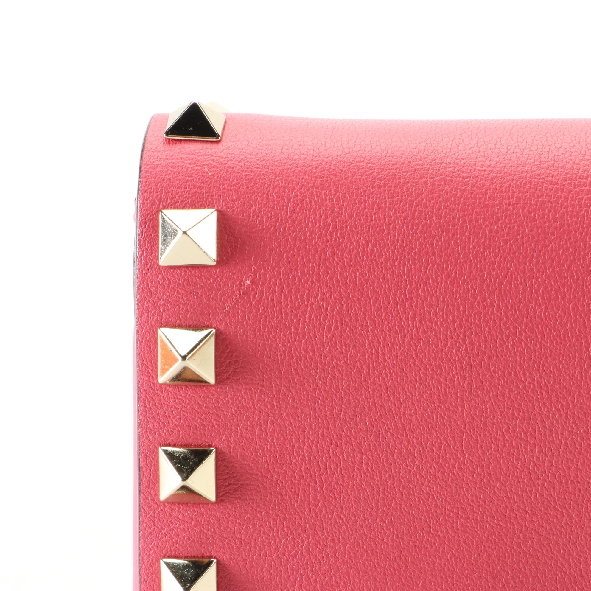 Valentino Rockstud Leather Flap Crossbody with Chain Strap