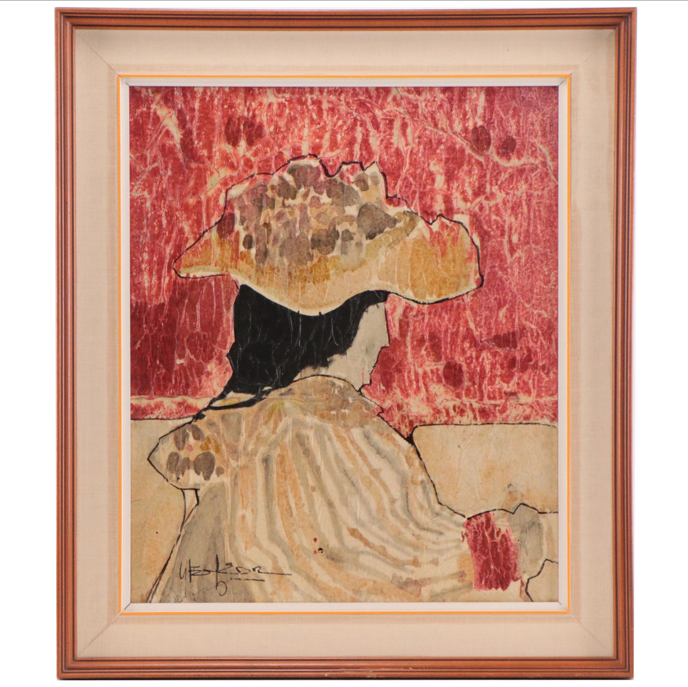 Yves Leduc Mixed Media Painting of Figure, Circa 1970