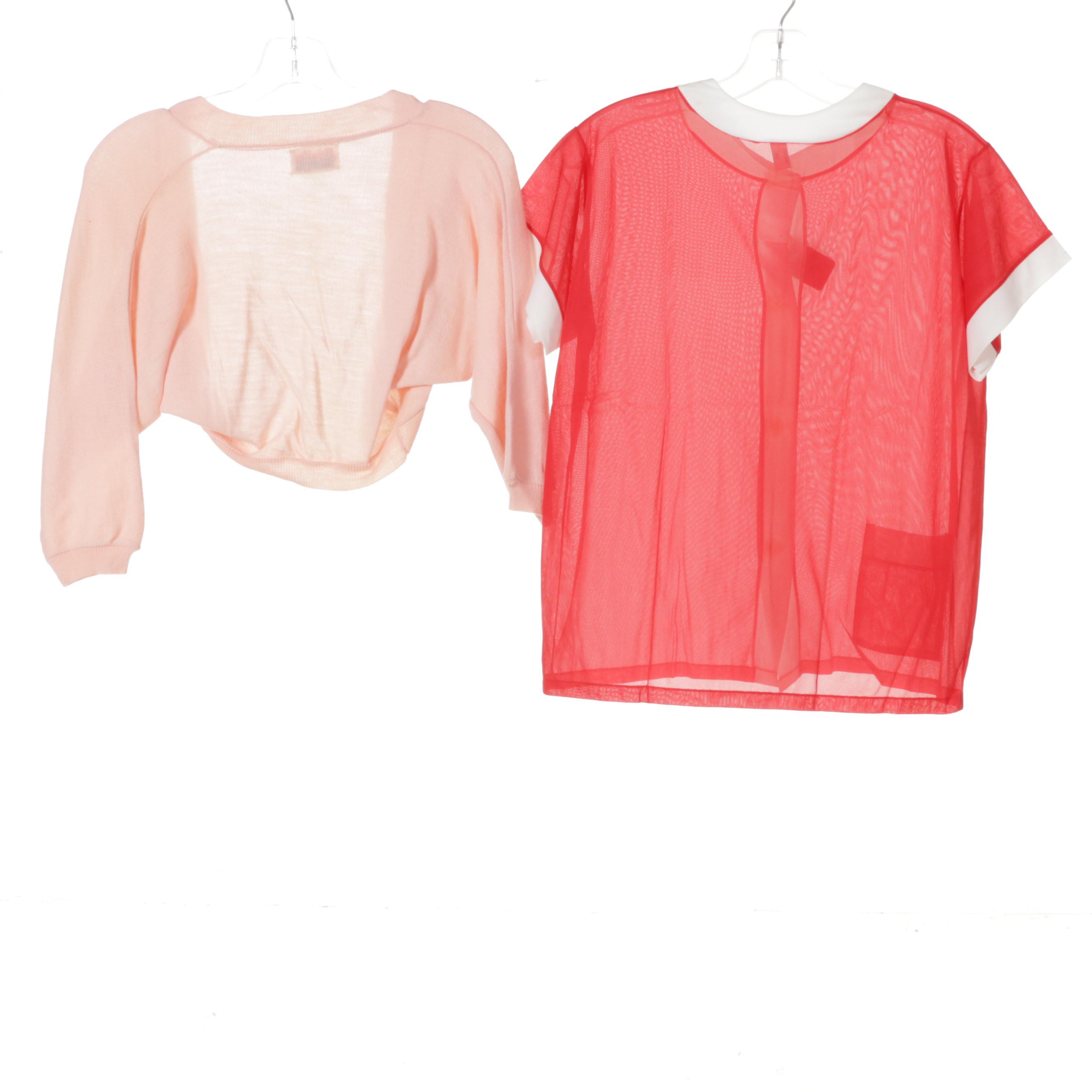 Women's Patterned Dresses and Two-Piece Sets with Cardigan Sweaters, 1960s-70s