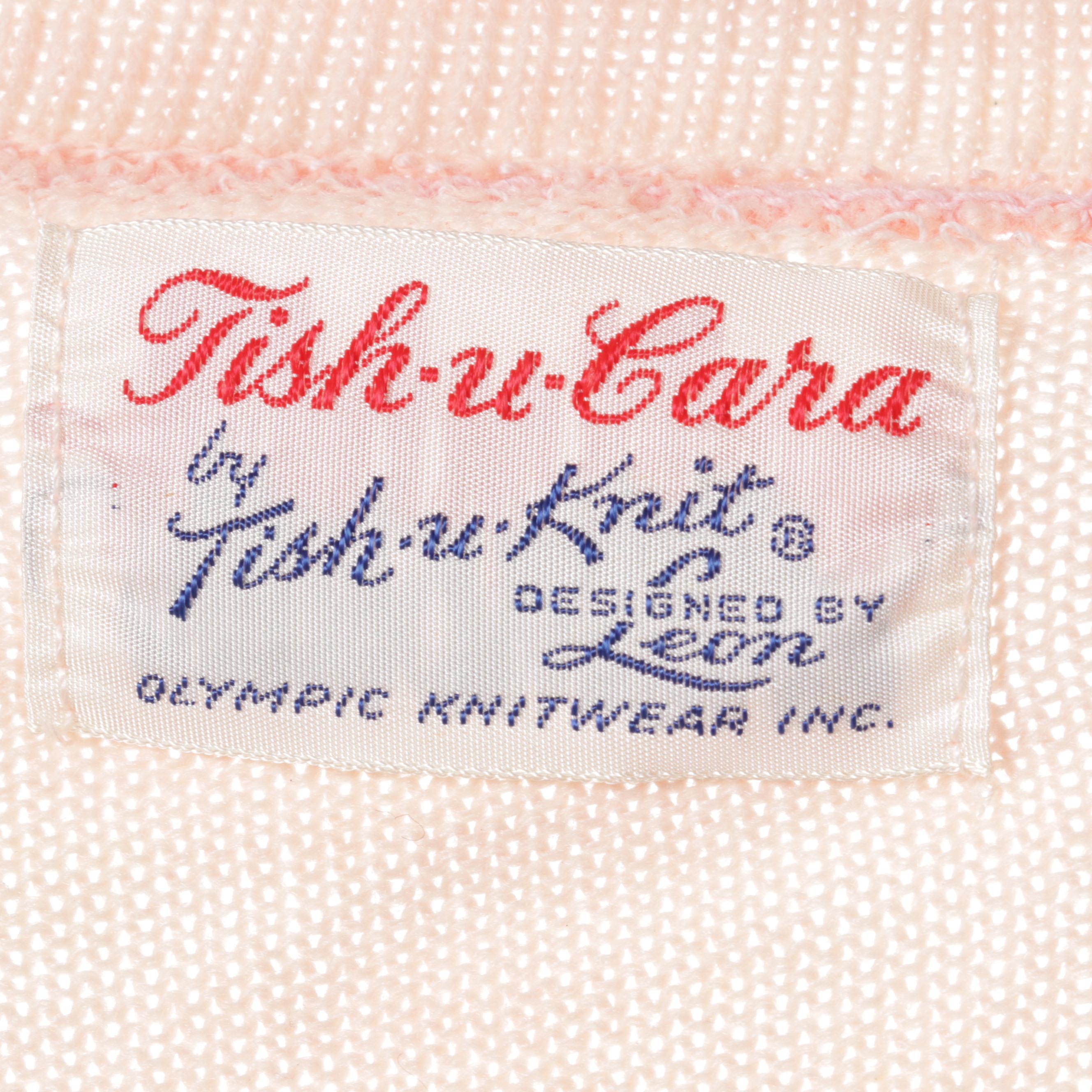 Women's Patterned Dresses and Two-Piece Sets with Cardigan Sweaters, 1960s-70s