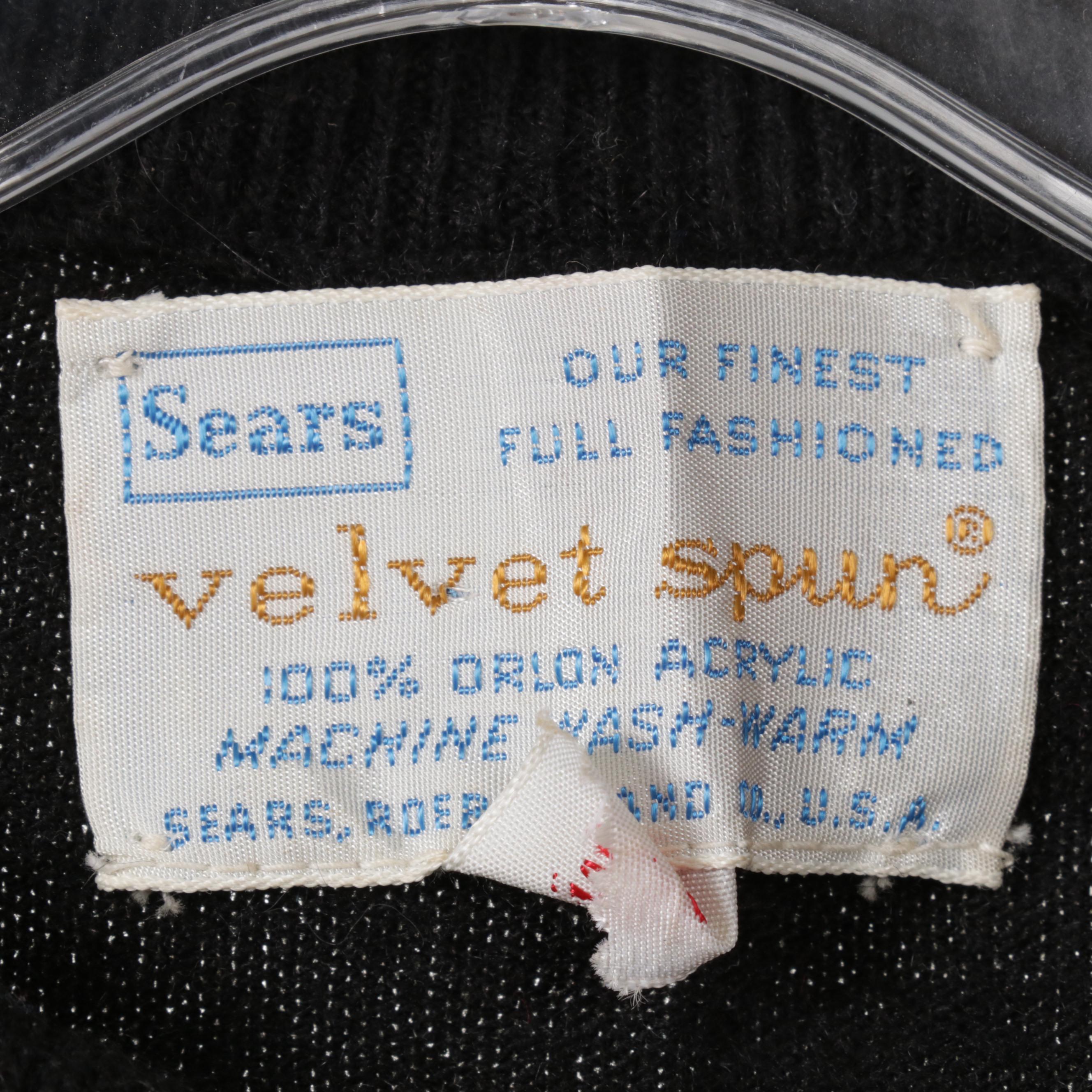 Women's Patterned Dresses and Two-Piece Sets with Cardigan Sweaters, 1960s-70s