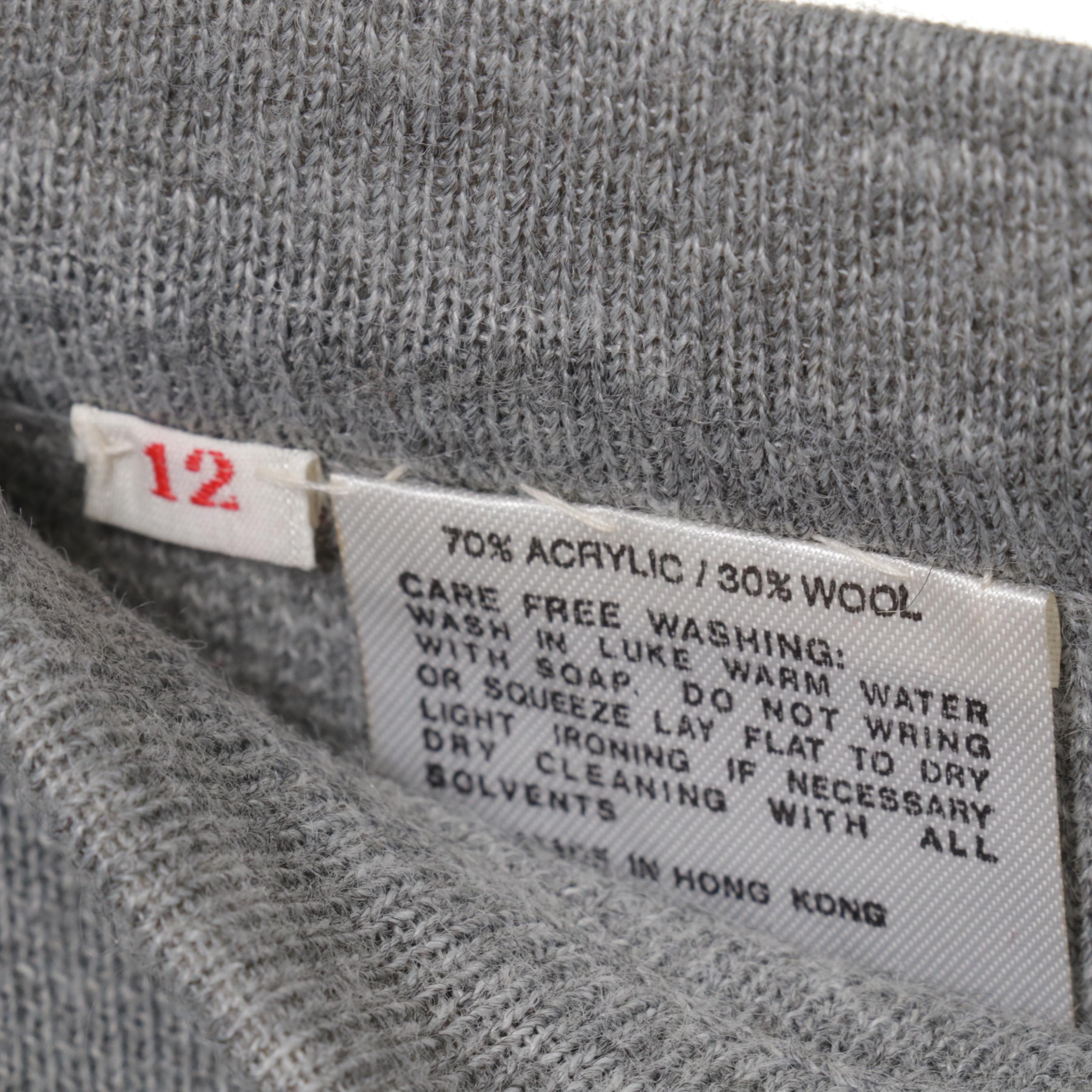 Women's Patterned Dresses and Two-Piece Sets with Cardigan Sweaters, 1960s-70s