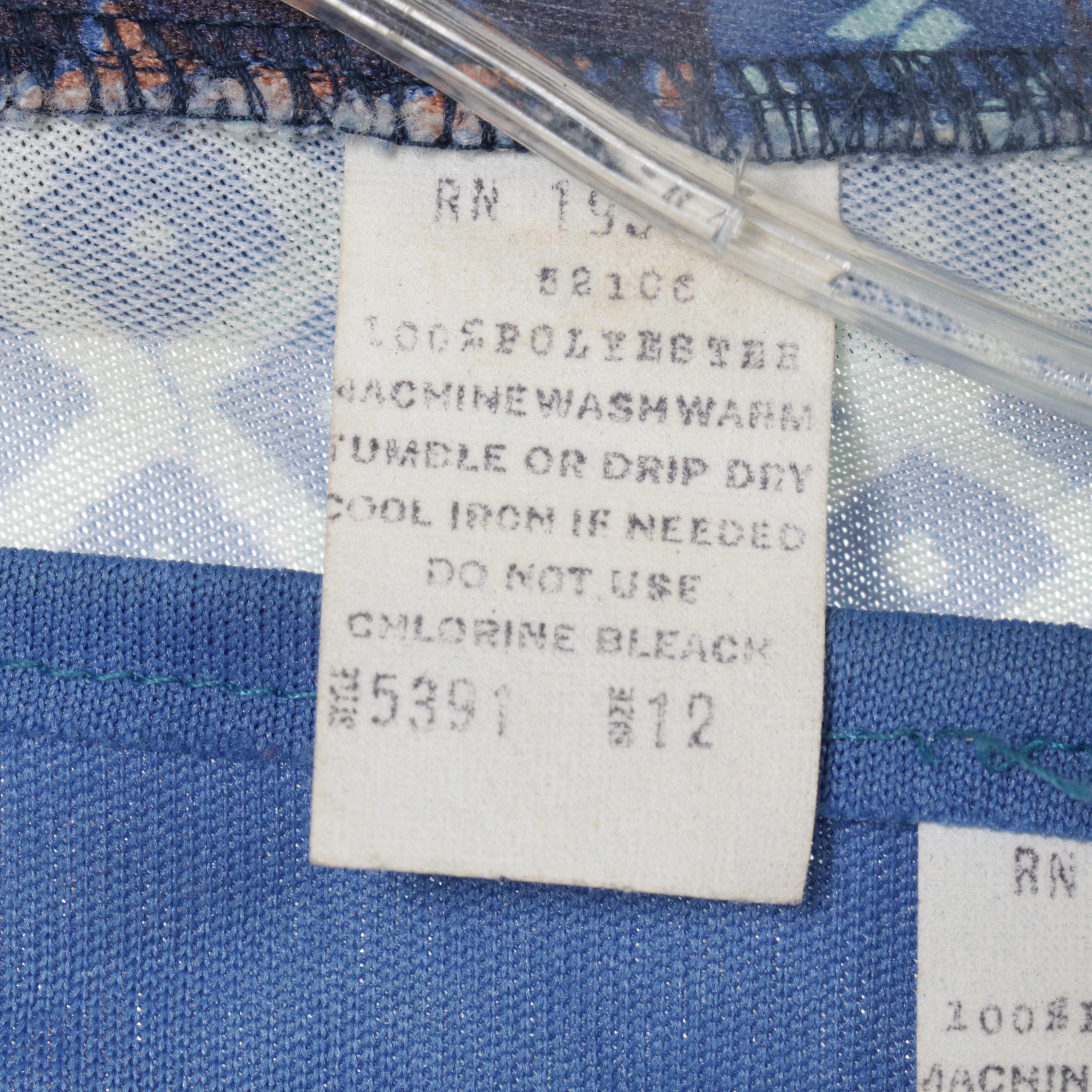 Women's Patterned Dresses and Two-Piece Sets with Cardigan Sweaters, 1960s-70s